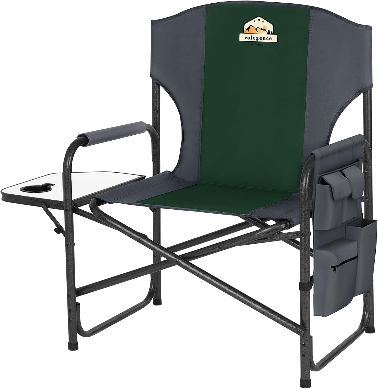 Oversized Directors Camping Chair Set of 2 Support 600 LBS, Heavy Duty Folding Outdoor Chairs with Detachable Side Pocket and Adjustable Side Table for Outside Beach,Lawn,Fishing (Black)