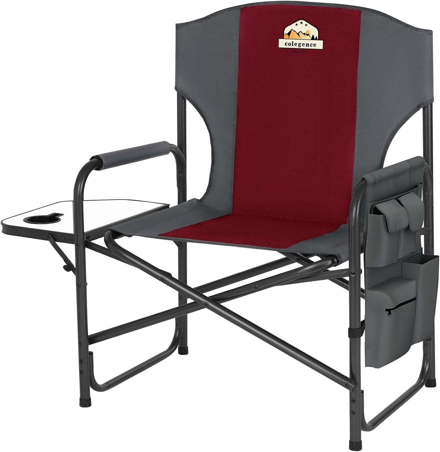 Oversized Directors Camping Chair Set of 2 Support 600 LBS, Heavy Duty Folding Outdoor Chairs with Detachable Side Pocket and Adjustable Side Table for Outside Beach,Lawn,Fishing (Black)