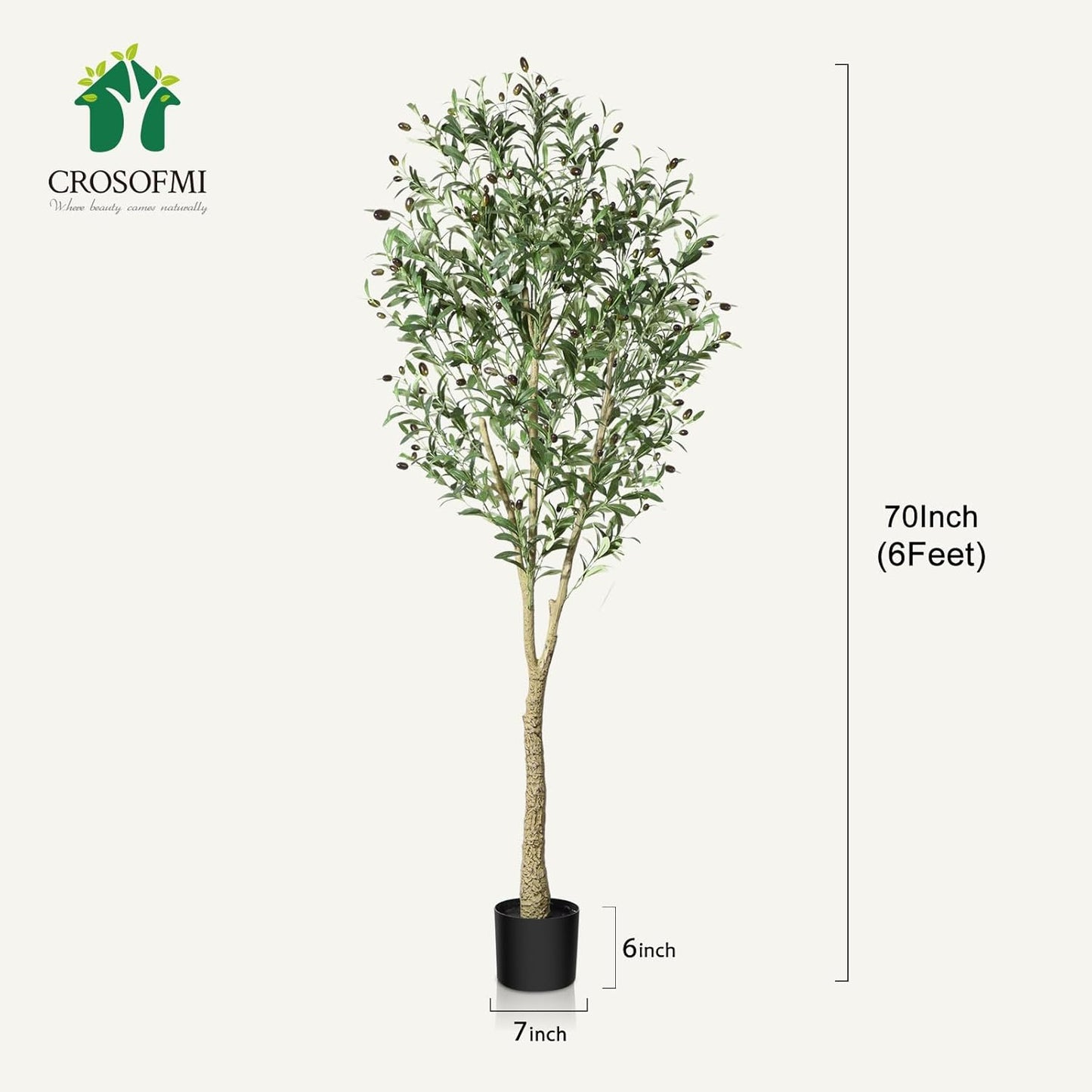 CROSOFMI Artificial Olive Tree Plant 6 Feet Fake Topiary Silk Tree, Perfect Faux Plants in Pot for Indoor Outdoor House Home Office Garden Modern Decoration Housewarming Gift,2Pack
