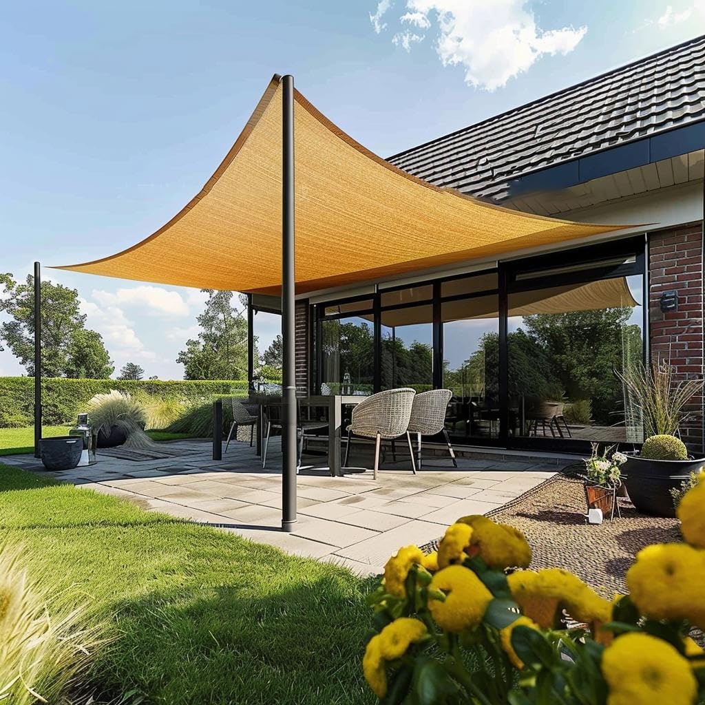 Garden EXPERT 20'x20' Sun Shade Sail Square Canopy Shade Cover for Patio Garden Outdoor Backyard, Light Grey