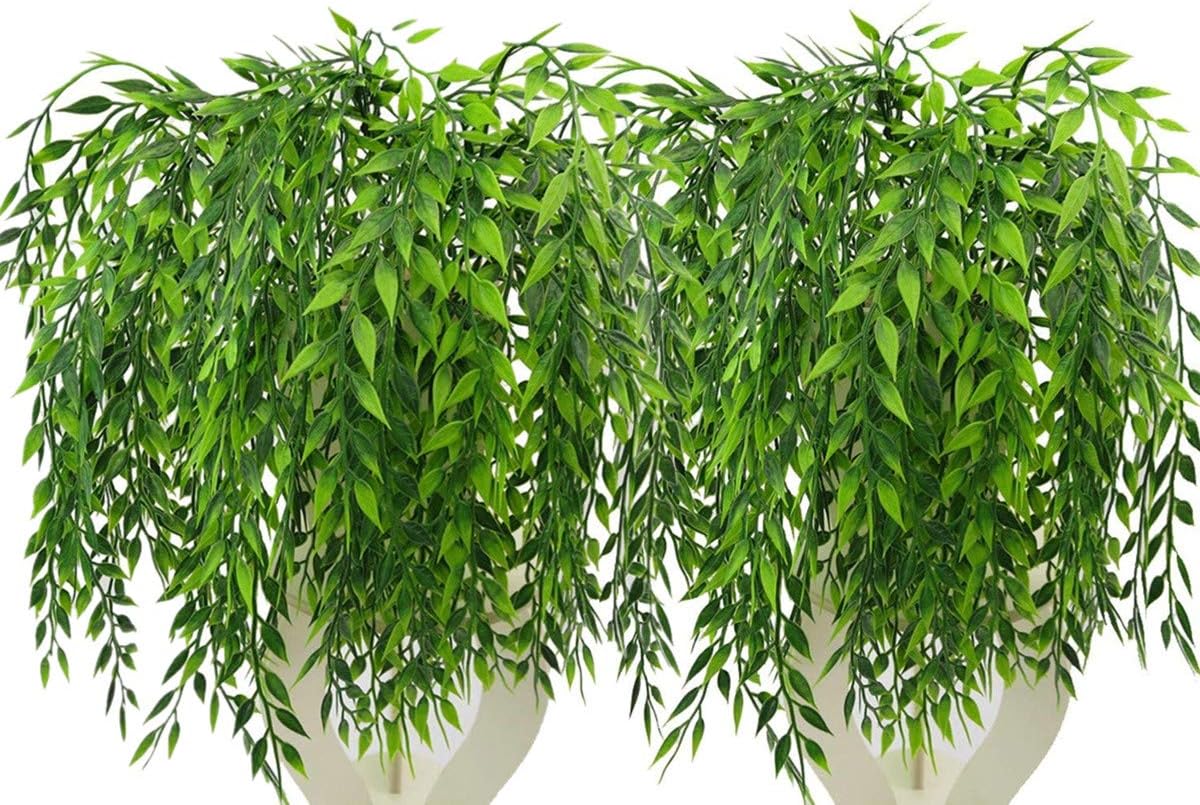 CATTREE Artificial Shrubs Bushes, Plastic Wheat Grass Green Leaves Fake Plants for Indoor Outdoor Home Garden Verandah Kitchen Office Wedding Arrangements Christmas Decoration 8 Pack