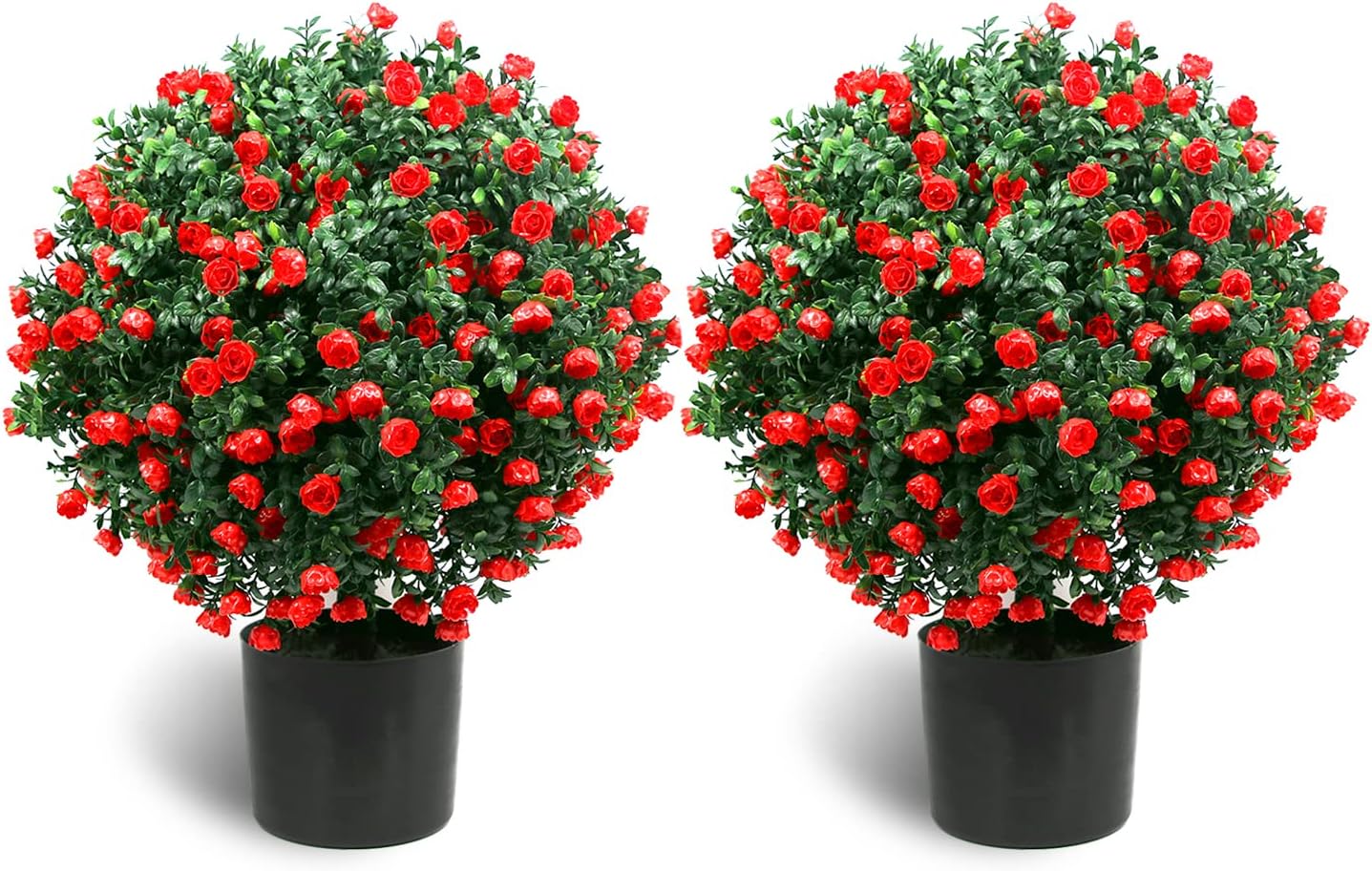 Sunnyglade 21.6” Tall Artificial Boxwood Topiary Ball Tree Set of 2 Pack Potted Bushes UV Resistant Potted Plants for Indoor Outdoor Home Garden(Green)