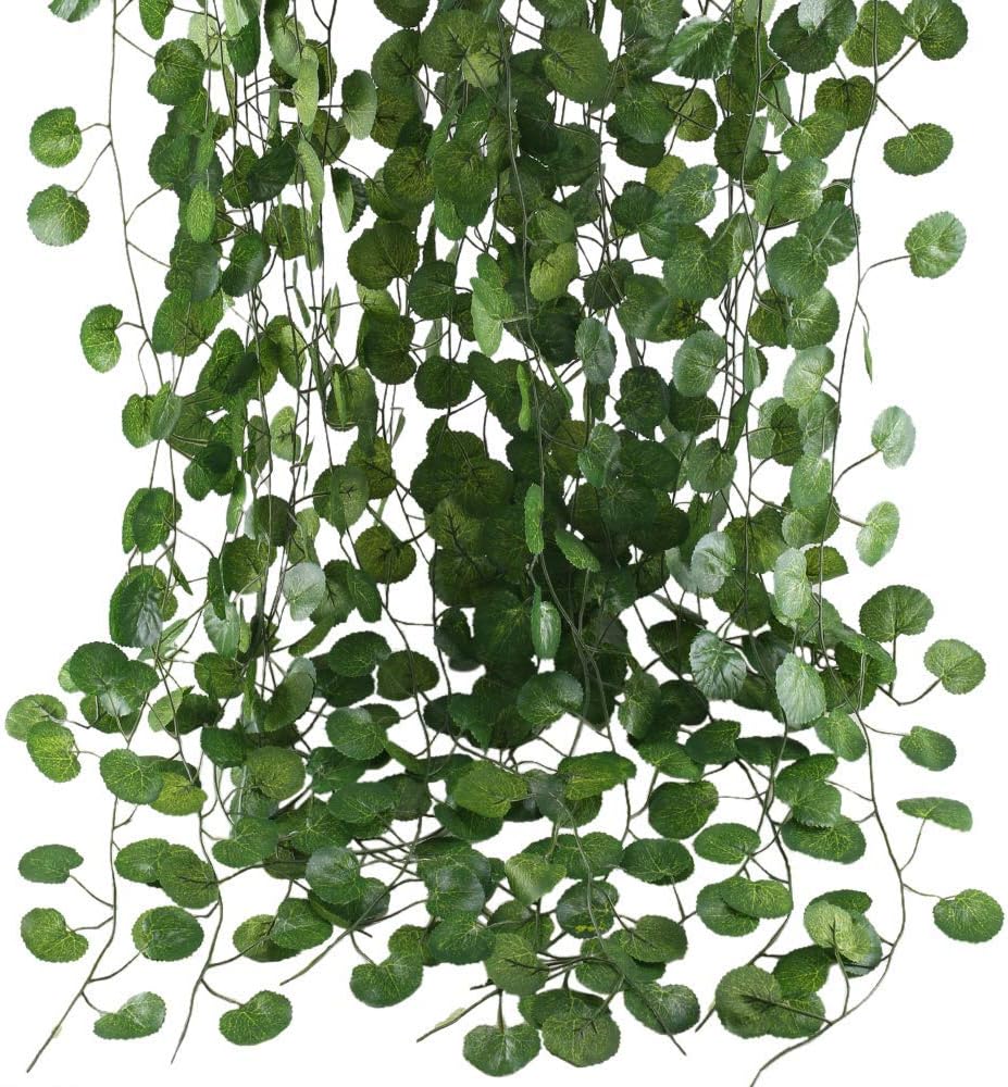 12 Pack 84 Feet Artificial Fake Hanging Vines Plant Faux Silk Green Leaf Garlands Home Office Garden Outdoor Wall Greenery Cover Jungle Party Decoration