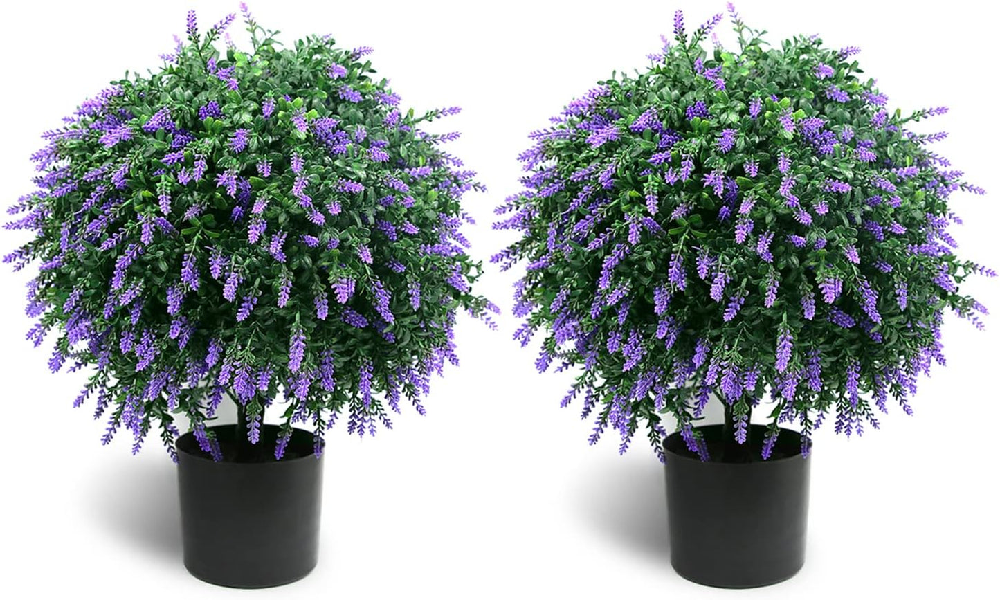 Sunnyglade 21.6” Tall Artificial Boxwood Topiary Ball Tree Set of 2 Pack Potted Bushes UV Resistant Potted Plants for Indoor Outdoor Home Garden(Green)