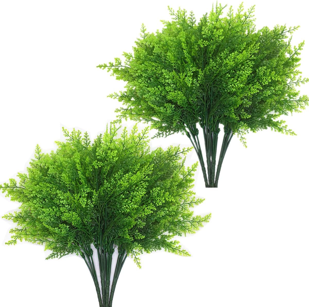 CATTREE Artificial Shrubs Bushes, Plastic Wheat Grass Green Leaves Fake Plants for Indoor Outdoor Home Garden Verandah Kitchen Office Wedding Arrangements Christmas Decoration 8 Pack