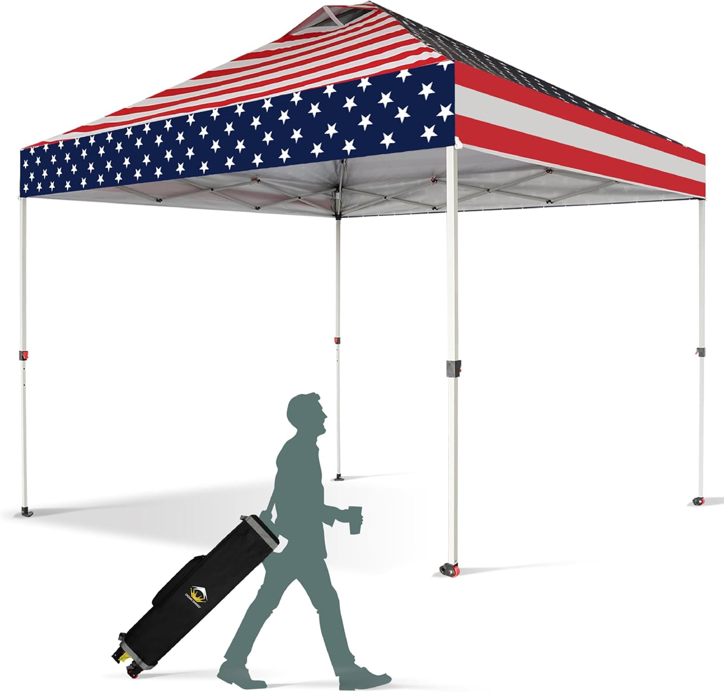 CROWN SHADES 10x10 Pop Up Canopy - Beach Tent with One Push Setup - Easy Outdoor Sun Shade for Events, Parties, Camping - Gazebo with STO-N-Go Cover Bag, Silver Coated Top, Grid White