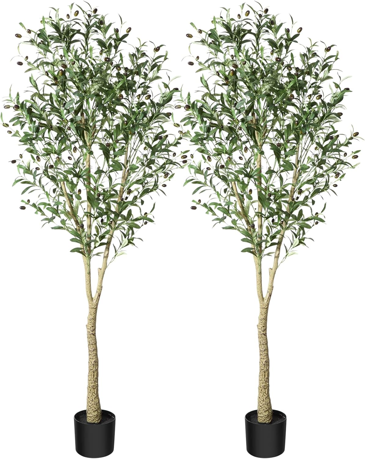 CROSOFMI Artificial Olive Tree Plant 6 Feet Fake Topiary Silk Tree, Perfect Faux Plants in Pot for Indoor Outdoor House Home Office Garden Modern Decoration Housewarming Gift,2Pack