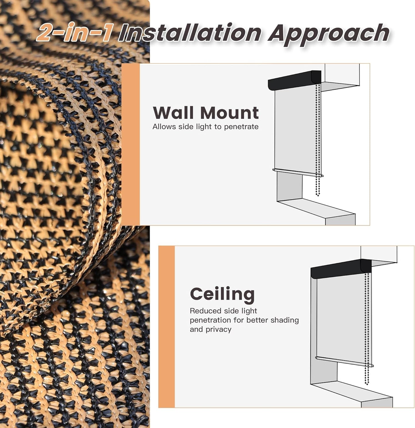 VICLLAX Premium Outdoor Roller Shade, 95% Patio Roll up Blinds with Weather Resistant Valance 7x8FT,Mocha