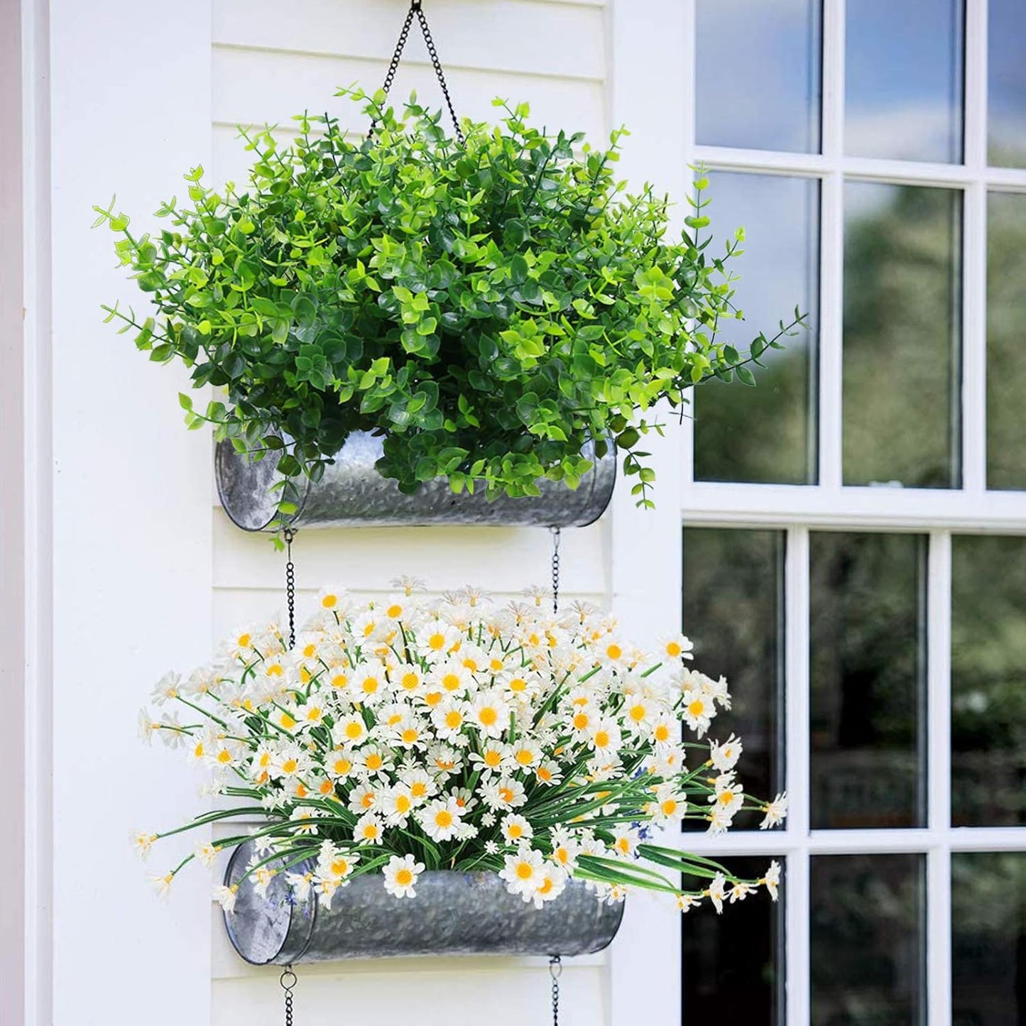 summer flower 10 Pack Artificial Boxwood Stems for Outdoors Unfading in The Sun Plastic Faux Plants Fake Foliage Shrubs Greenery for Garden Office Patio Wedding Farmhouse Indoor Decoration