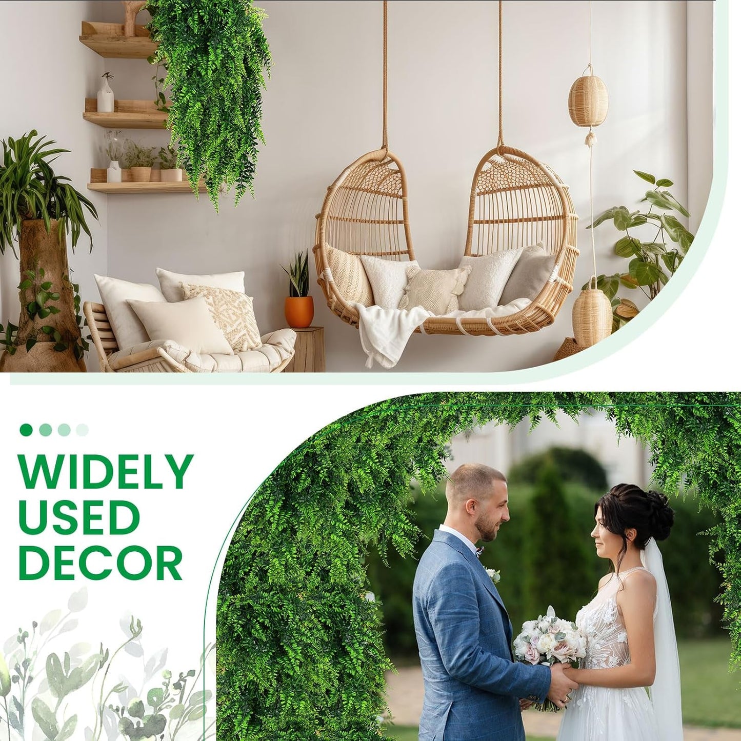 Geosar 80 Pcs Artificial Hanging Plants 32 Inch Hanging Boston Ferns Plastic Fake Plants for Wall Room Garden Wedding Garland Indoor Outdoor Decoration, No Basket