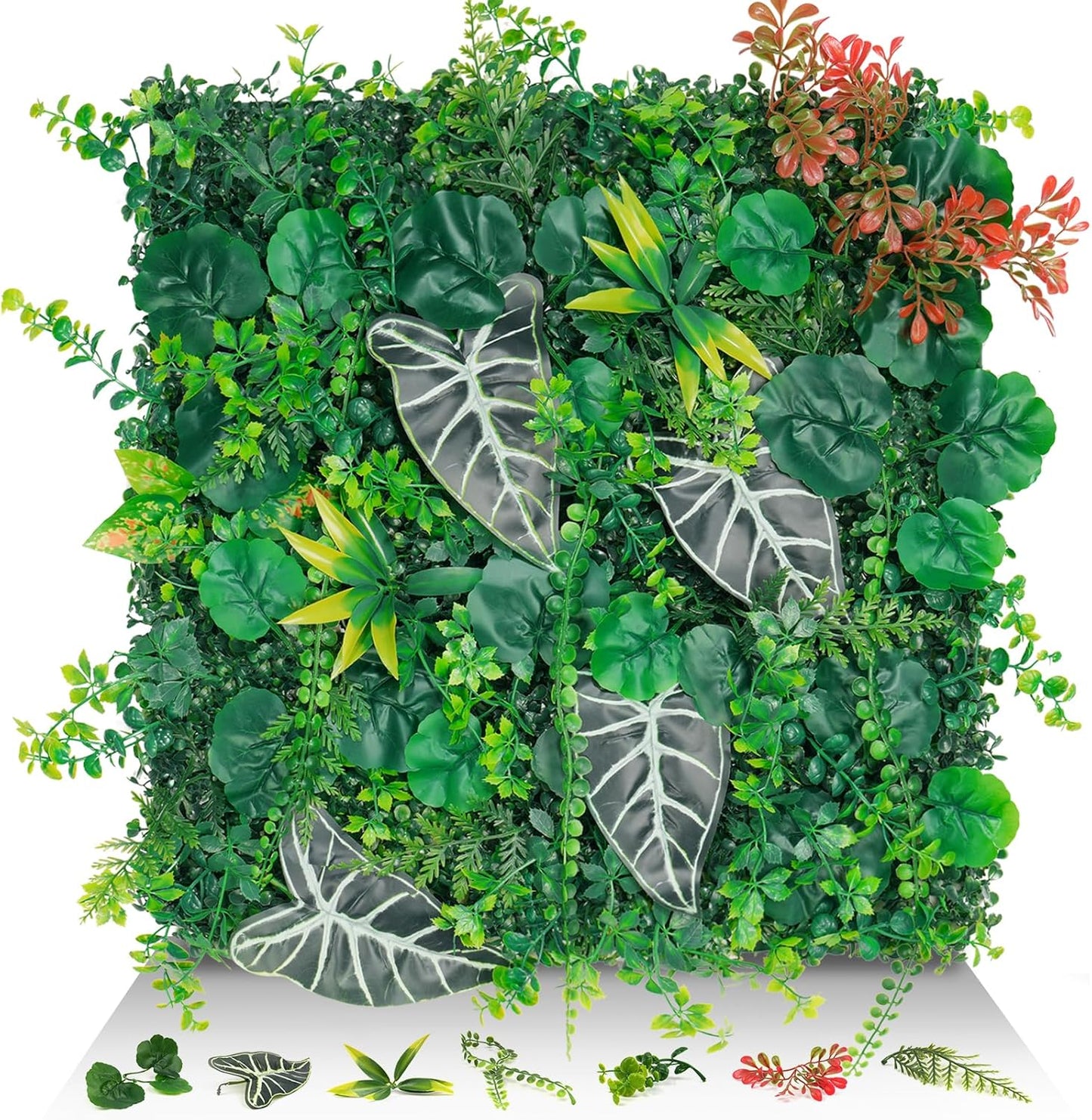 20"x20" Artificial Grass Wall Panels, 12Pack UV Protection Greenery Plant Backdrop, Faux Boxwood Green Wall Decor for Party Patio Garden Backyard