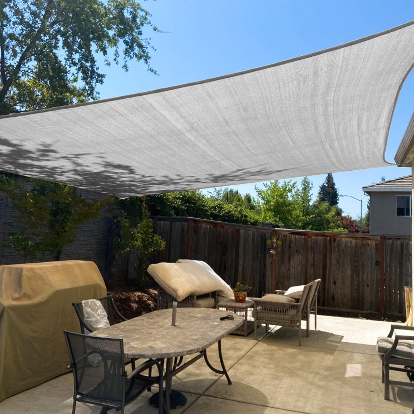 Garden EXPERT 20'x20' Sun Shade Sail Square Canopy Shade Cover for Patio Garden Outdoor Backyard, Light Grey