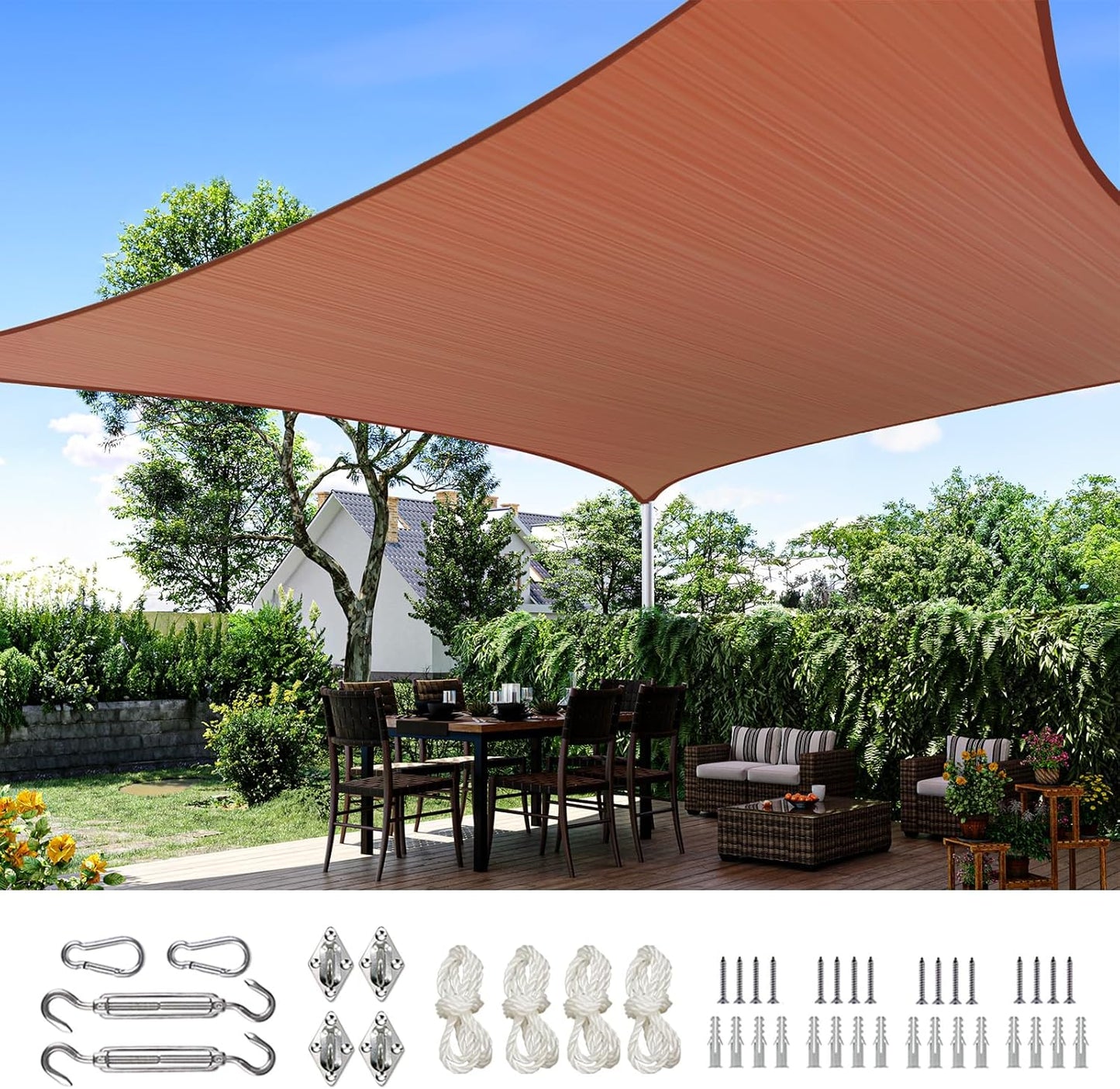 Quictent 20x26ft Sun Shade Sail for Patio, 185GSM Heavy Duty Rectangular Outdoor Sunshades UV Block Outside Canopy Cover for Backyard