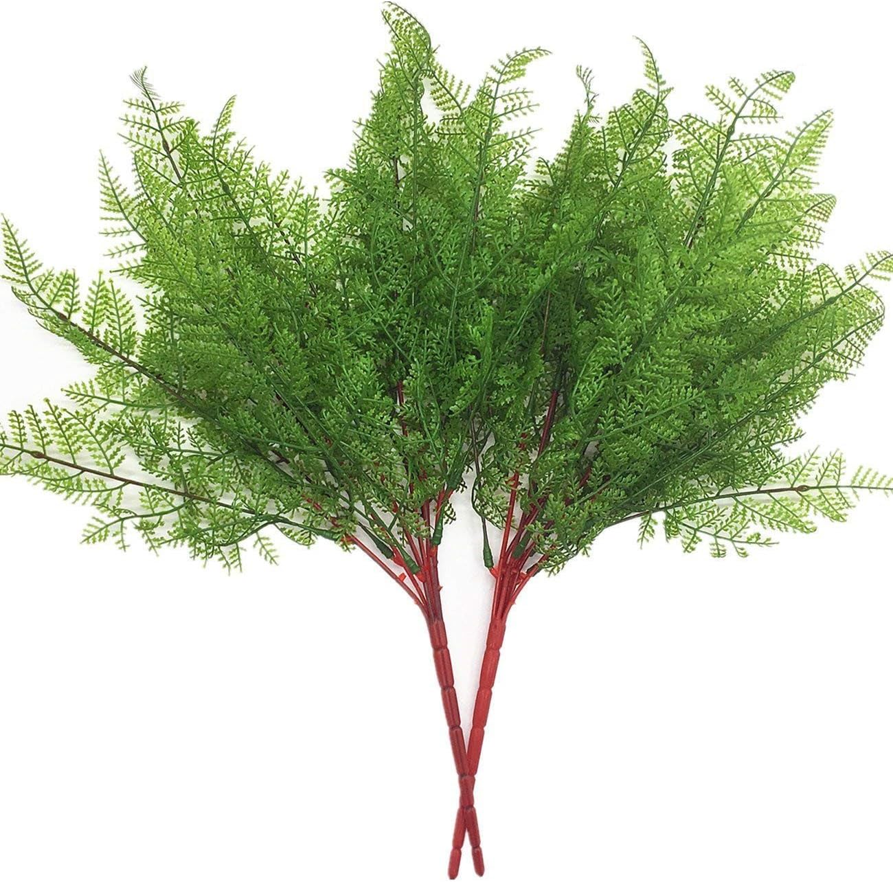 CATTREE Artificial Shrubs Bushes, Plastic Wheat Grass Green Leaves Fake Plants for Indoor Outdoor Home Garden Verandah Kitchen Office Wedding Arrangements Christmas Decoration 8 Pack