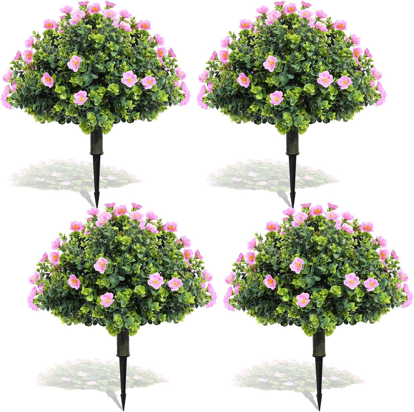 XunYee 6 Pcs 20" Artificial Topiary Ball Trees, Outdoor Artificial Shrubs Faux Bushes UV Resistance Greenery Fake Plants Tree with Ground Spike for Garden Porch Patio Indoor Decoration (Light Green)