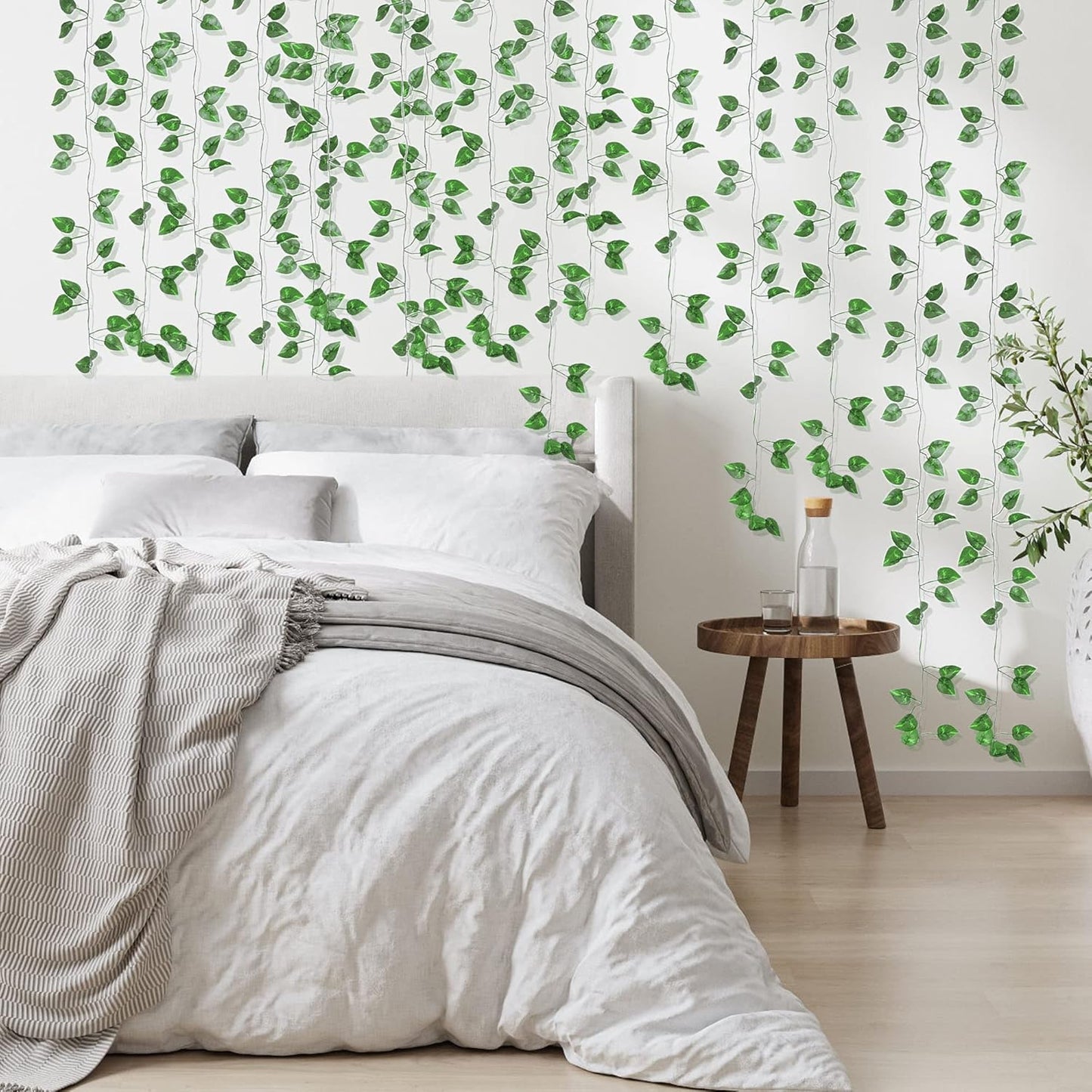 2200 Feet 300 Pack Fake Greenery Hanging Garland, Ivy Leaf Plants, Vine Leaves, Fake Flowers Foliage for Bedroom Garden Wall Decor