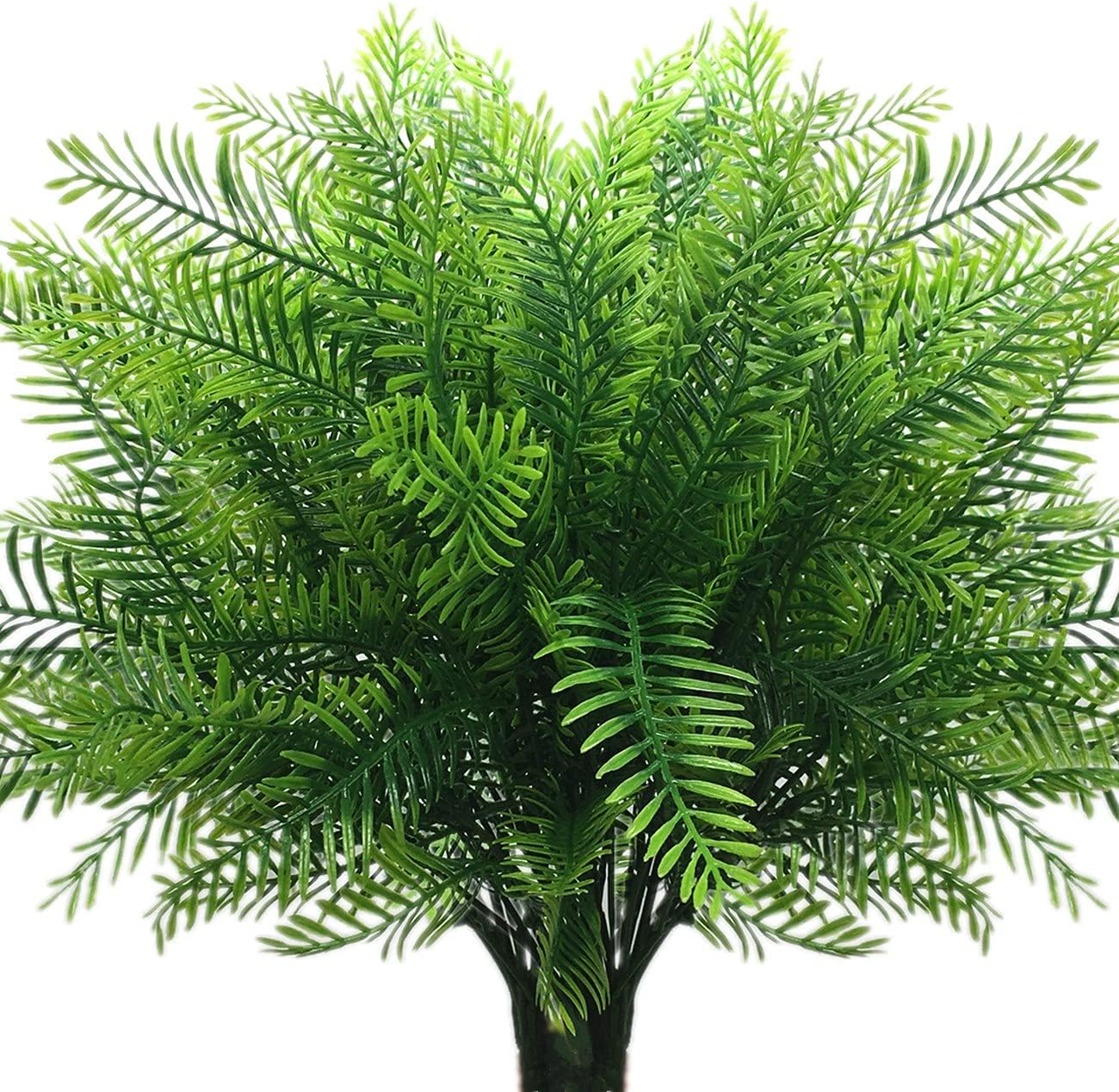 CATTREE Artificial Shrubs Bushes, Plastic Wheat Grass Green Leaves Fake Plants for Indoor Outdoor Home Garden Verandah Kitchen Office Wedding Arrangements Christmas Decoration 8 Pack