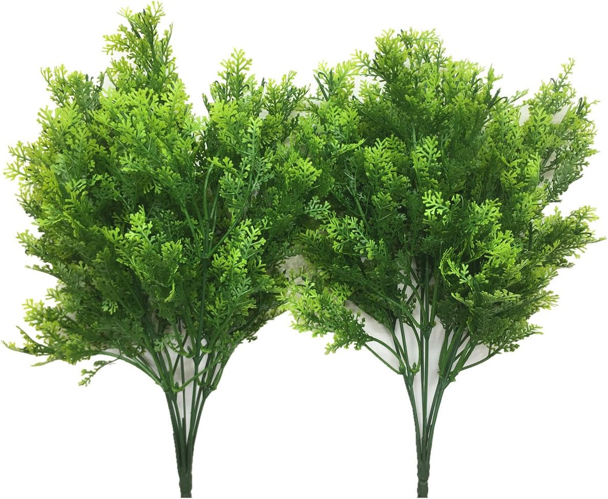 CATTREE Artificial Shrubs Bushes, Plastic Wheat Grass Green Leaves Fake Plants for Indoor Outdoor Home Garden Verandah Kitchen Office Wedding Arrangements Christmas Decoration 8 Pack