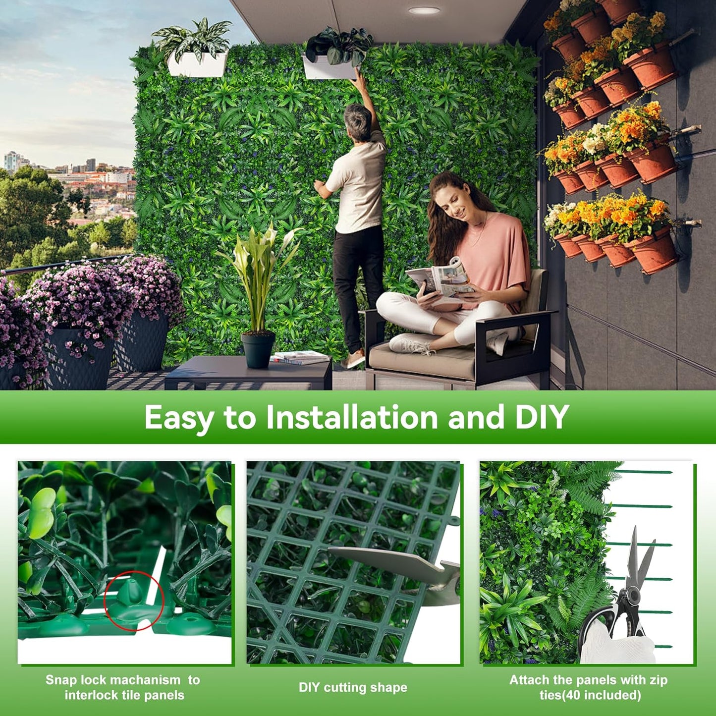 Artificial Grass Wall Panels, 20"x20" 12pcs Hedge Grass Backdrop, UV-Anti Fake Greenery Plant Boxwood Panels, Green Wall Decor for Outdoor Indoor Patio Garden Backyard