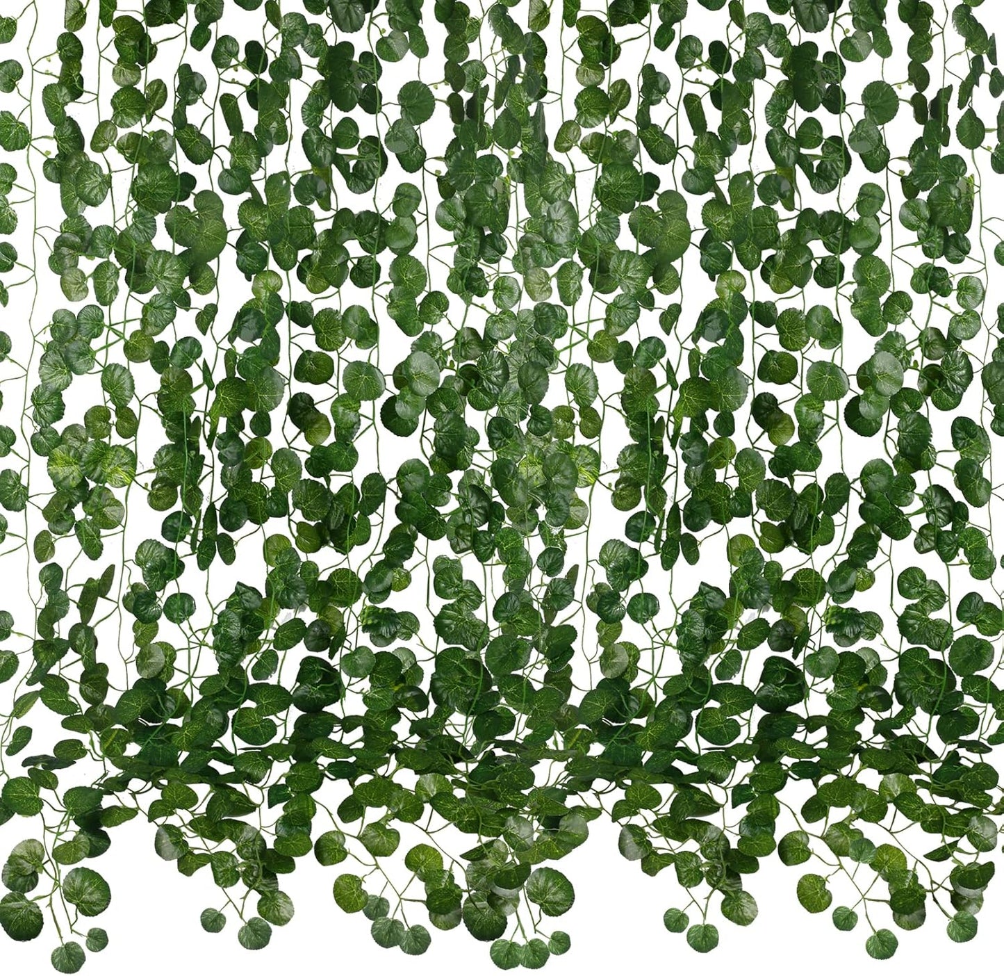 12 Pack 84 Feet Artificial Fake Hanging Vines Plant Faux Silk Green Leaf Garlands Home Office Garden Outdoor Wall Greenery Cover Jungle Party Decoration