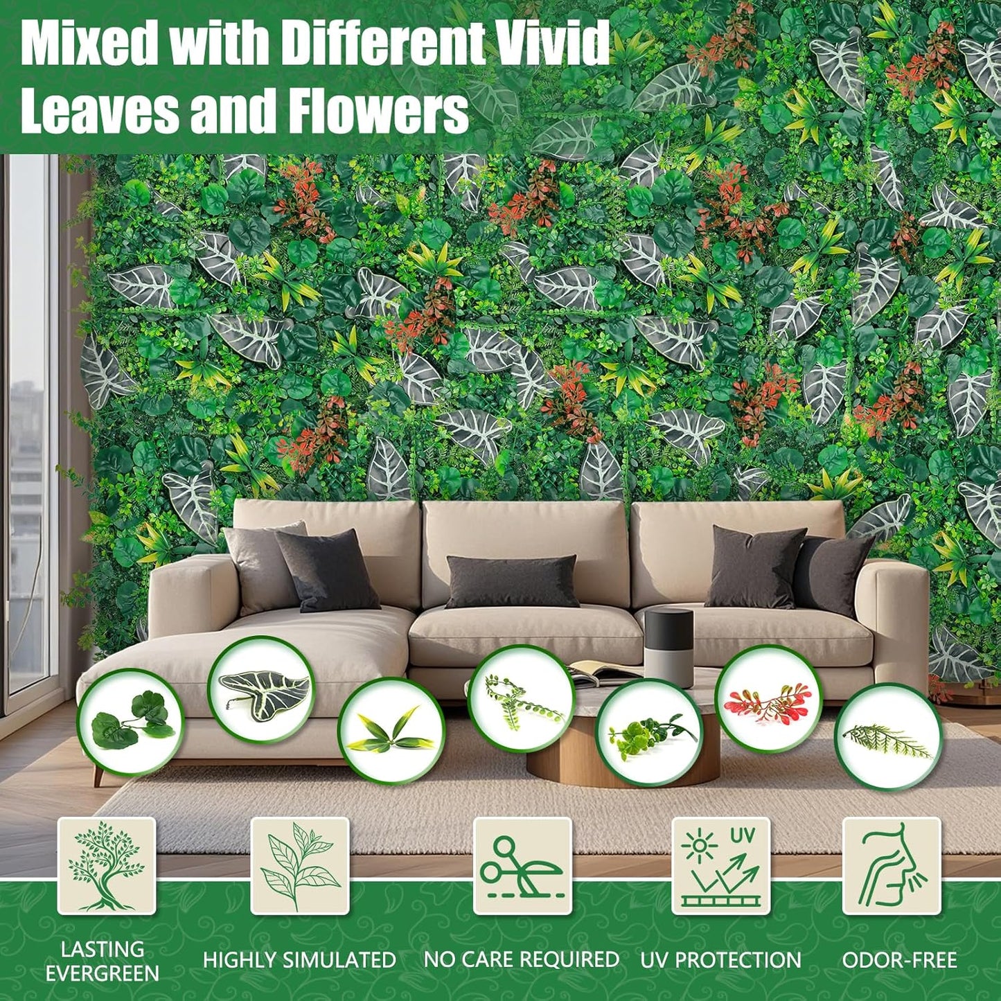 20"x20" Artificial Grass Wall Panels, 12Pack UV Protection Greenery Plant Backdrop, Faux Boxwood Green Wall Decor for Party Patio Garden Backyard