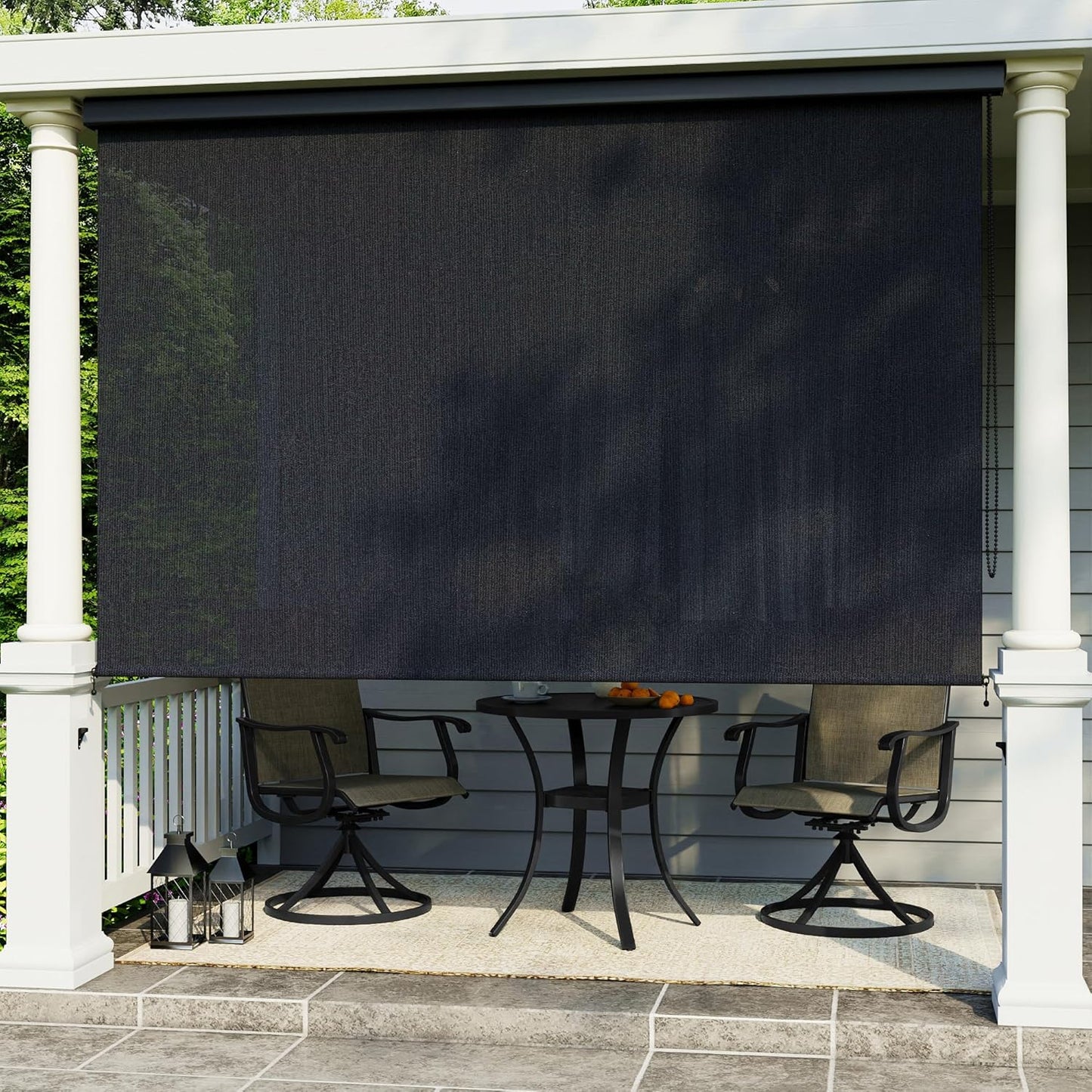 VICLLAX Premium Outdoor Roller Shade, 95% Patio Roll up Blinds with Weather Resistant Valance 7x8FT,Mocha