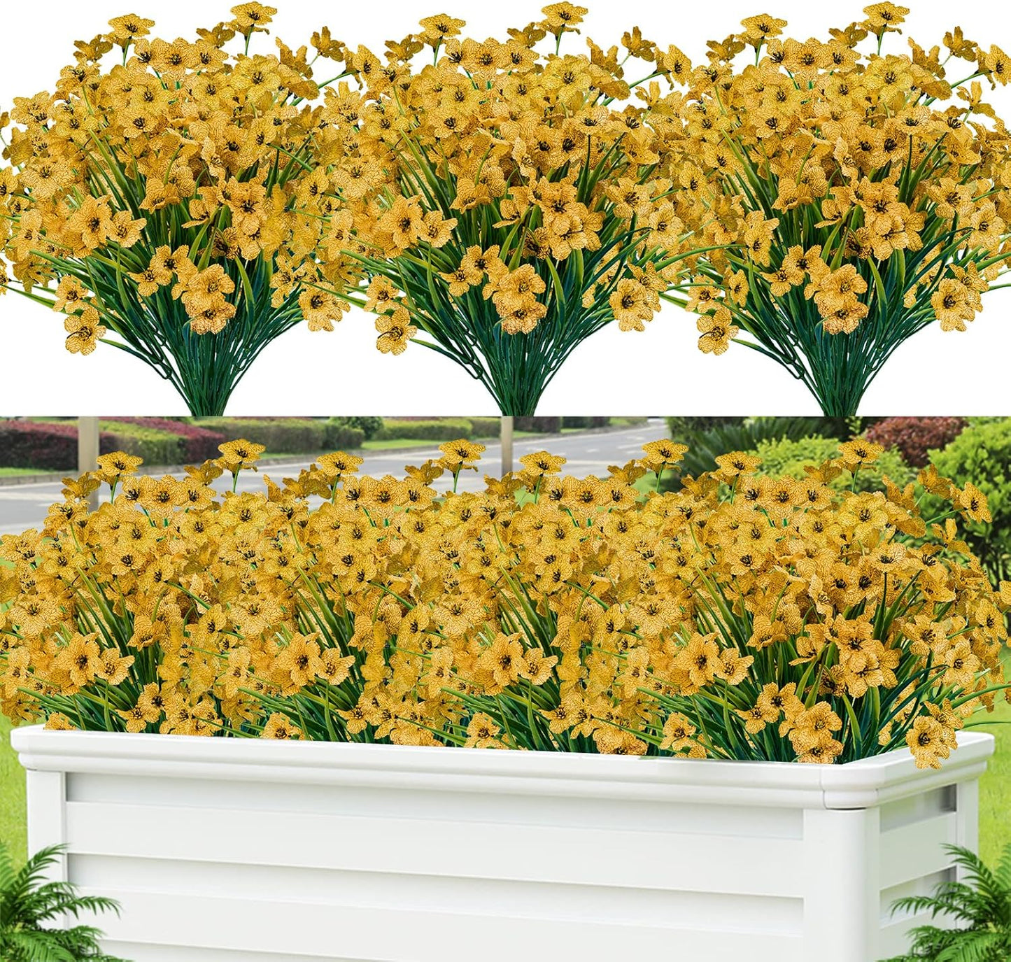Lnoicy Artificial Greenery Plants Outdoor UV Resistant Fake Plants Boxwood Shrubs Grass,20 Bundles for Farmhouse Home Garden Office Patio Backyard Wedding and Indoor Outdoor Decoration