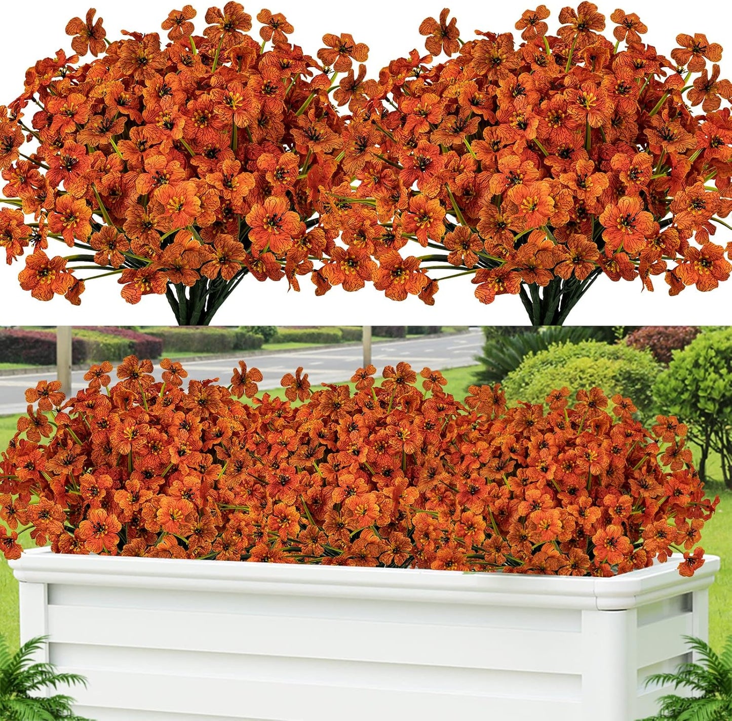 Lnoicy Artificial Greenery Plants Outdoor UV Resistant Fake Plants Boxwood Shrubs Grass,20 Bundles for Farmhouse Home Garden Office Patio Backyard Wedding and Indoor Outdoor Decoration