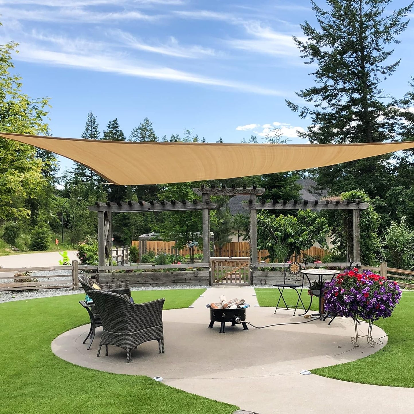 Garden EXPERT 20'x20' Sun Shade Sail Square Canopy Shade Cover for Patio Garden Outdoor Backyard, Light Grey