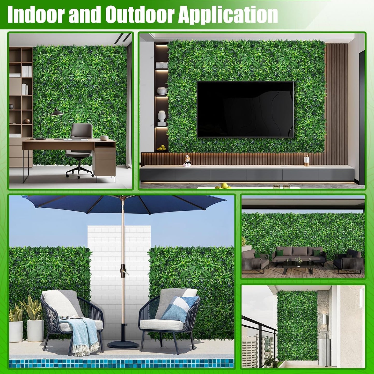 Artificial Grass Wall Panels, 20"x20" 12pcs Hedge Grass Backdrop, UV-Anti Fake Greenery Plant Boxwood Panels, Green Wall Decor for Outdoor Indoor Patio Garden Backyard