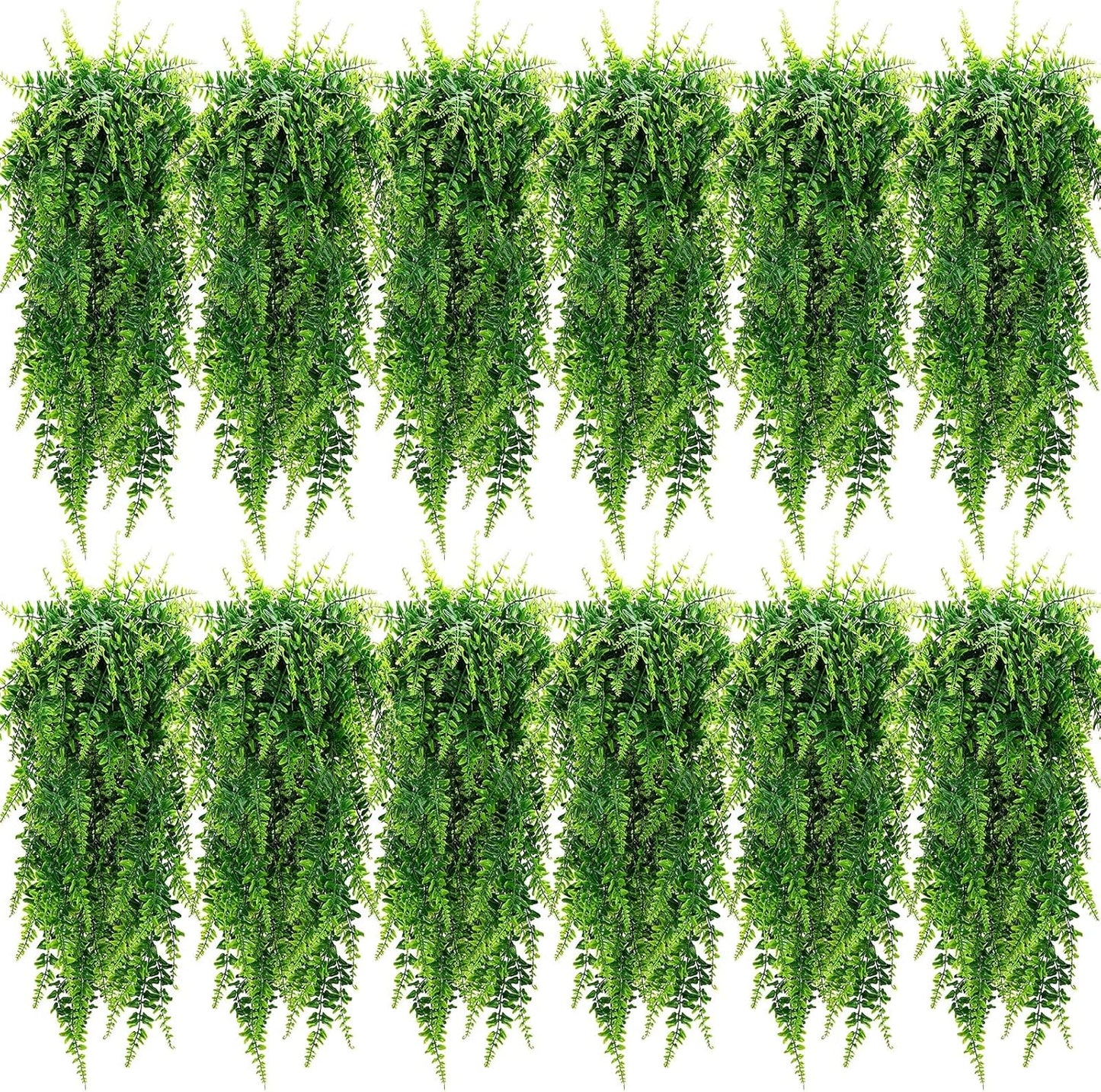 Geosar 80 Pcs Artificial Hanging Plants 32 Inch Hanging Boston Ferns Plastic Fake Plants for Wall Room Garden Wedding Garland Indoor Outdoor Decoration, No Basket