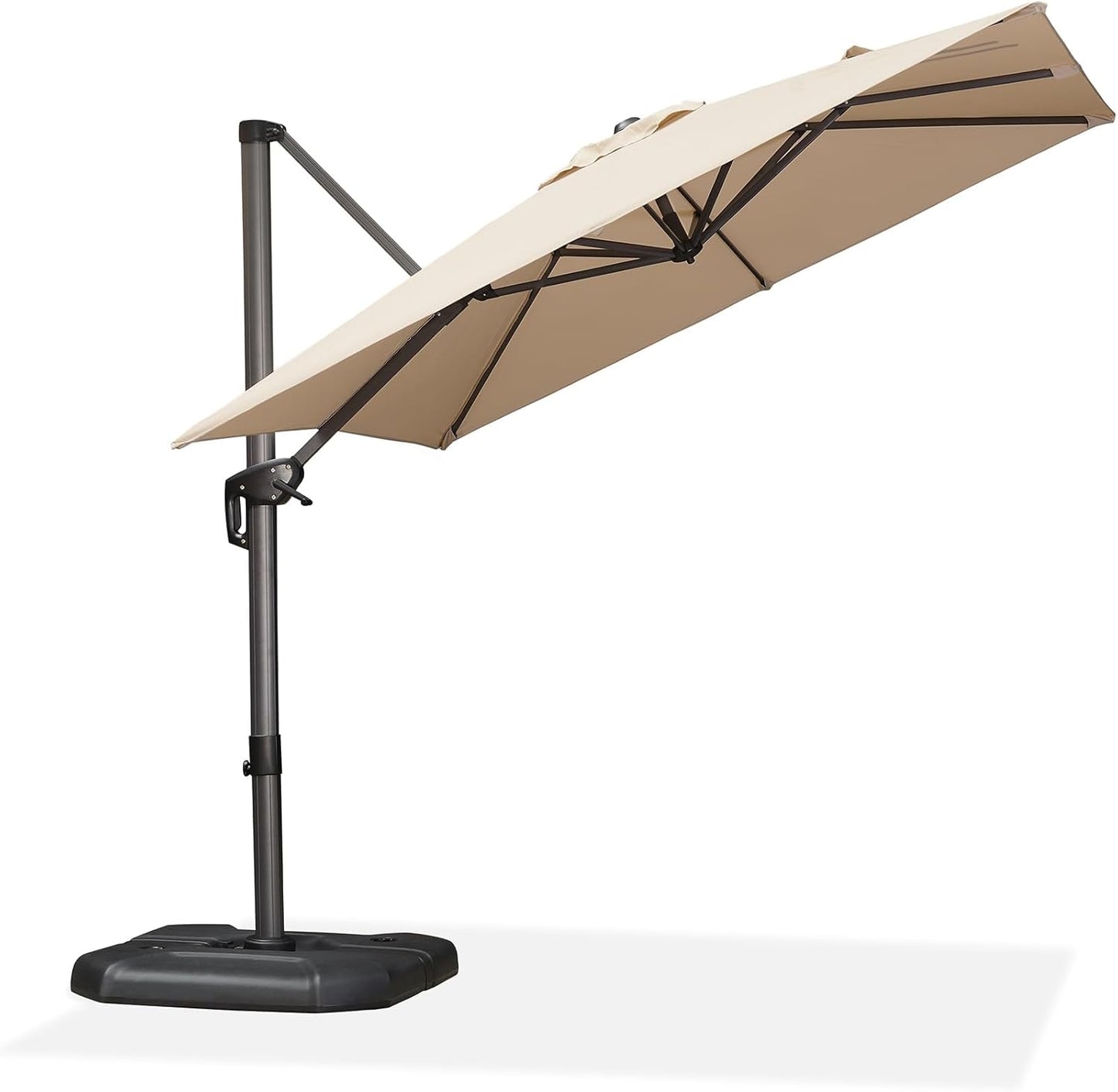 PURPLE LEAF 9' X 11.5' Patio Umbrella Outdoor Cantilever Rectangle Umbrella Aluminum Offset Umbrella with 360-degree Rotation for Garden Deck Pool Patio, Grey