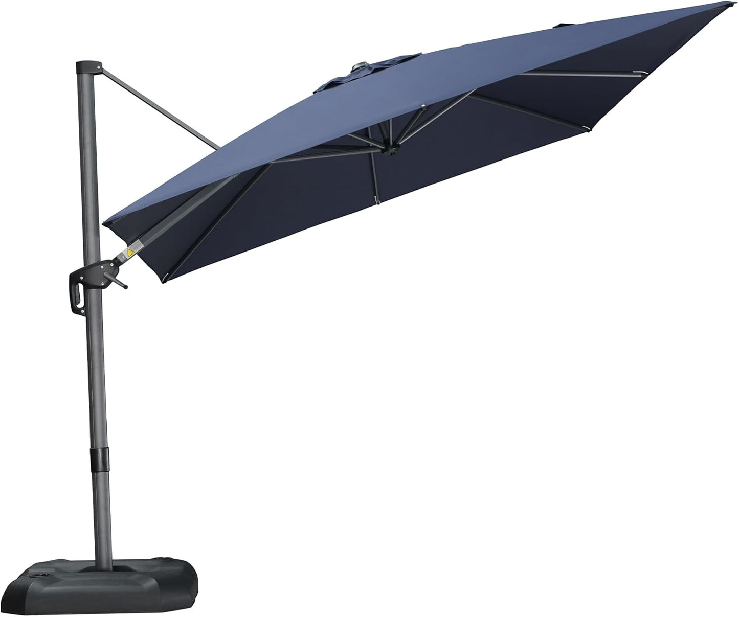 PURPLE LEAF 9' X 11.5' Patio Umbrella Outdoor Cantilever Rectangle Umbrella Aluminum Offset Umbrella with 360-degree Rotation for Garden Deck Pool Patio, Grey