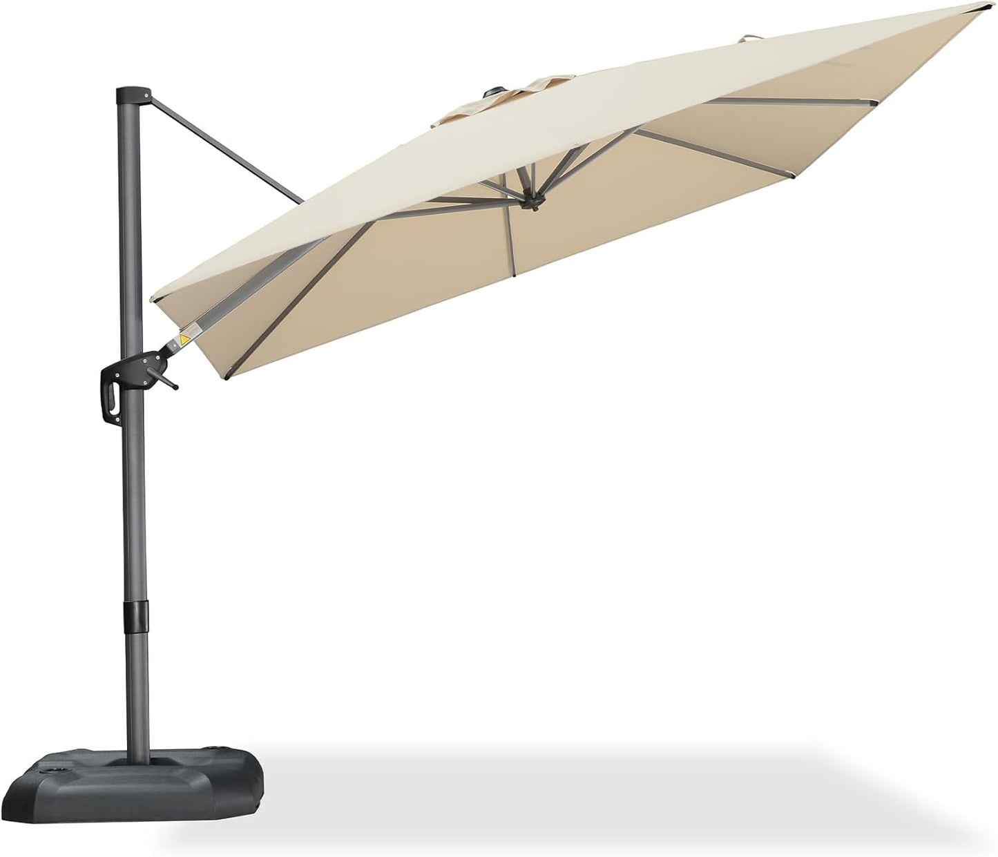 PURPLE LEAF 9' X 11.5' Patio Umbrella Outdoor Cantilever Rectangle Umbrella Aluminum Offset Umbrella with 360-degree Rotation for Garden Deck Pool Patio, Grey