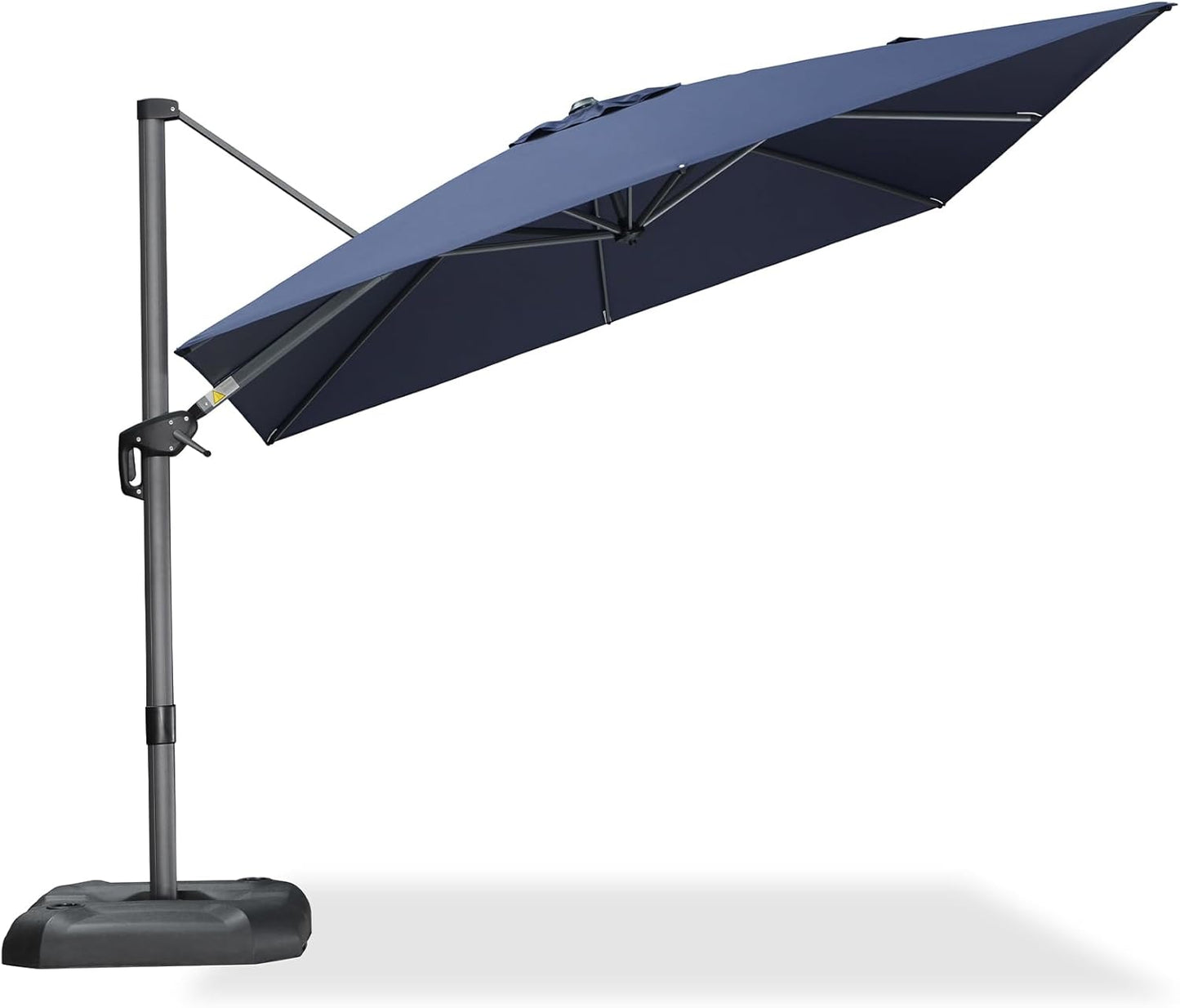 PURPLE LEAF 9' X 11.5' Patio Umbrella Outdoor Cantilever Rectangle Umbrella Aluminum Offset Umbrella with 360-degree Rotation for Garden Deck Pool Patio, Grey