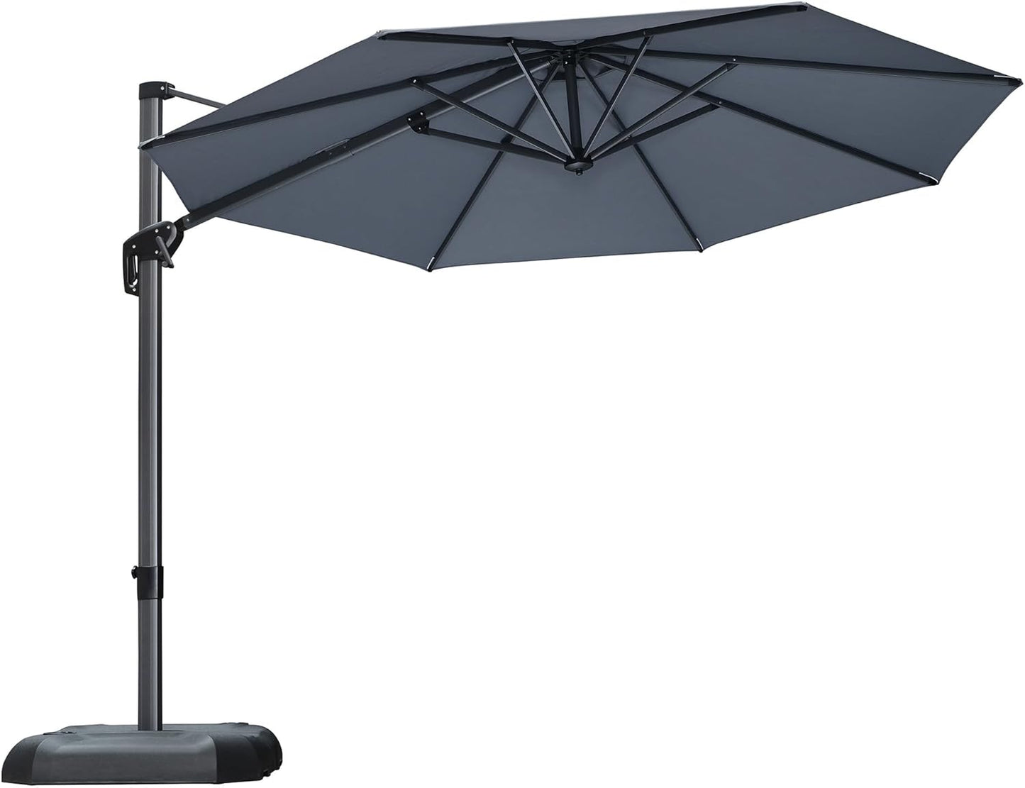 PURPLE LEAF 9' X 11.5' Patio Umbrella Outdoor Cantilever Rectangle Umbrella Aluminum Offset Umbrella with 360-degree Rotation for Garden Deck Pool Patio, Grey