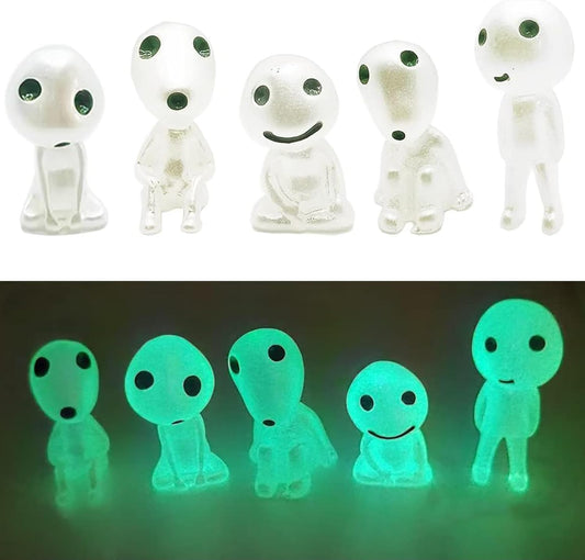 5 Pcs Luminous Tree Elves Spirit Gardening Mononoke Potted Decoration Micro Princess Landscape Figures Ornament , Fairy Garden Accessories, Plant Accessories, Halloween Decorations - Green.