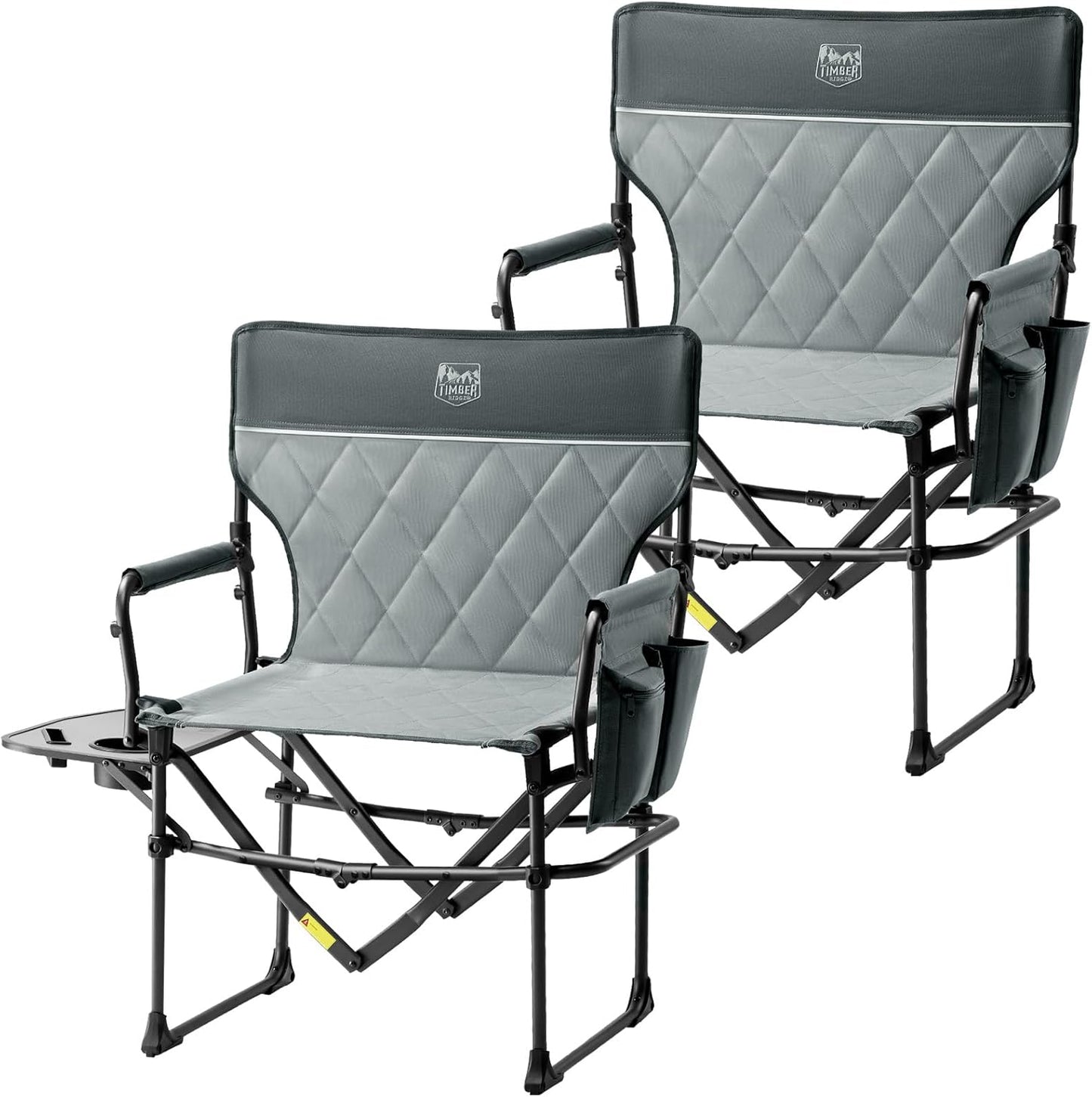 TIMBER RIDGE Aluminum Camping Directors Chair with Side Table Pocket, Portable Folding Heavy Duty Lawn Chair for Fishing Trip Picnic Concert Outdoor 400lbs, Navy 2 Pack