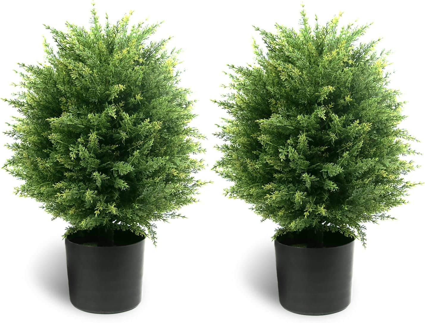 Sunnyglade 21.6” Tall Artificial Boxwood Topiary Ball Tree Set of 2 Pack Potted Bushes UV Resistant Potted Plants for Indoor Outdoor Home Garden(Green)