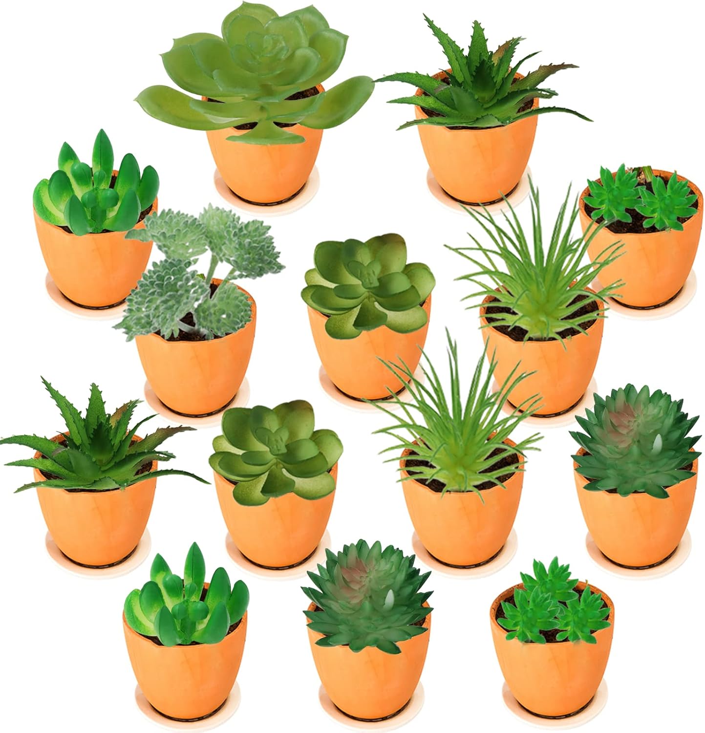 Green Succulents Plants, 14pcs Green Fake Succulents, Mini Artificial Succulents for Home Terrarium Wall Garden Office Decoration (Unpotted)