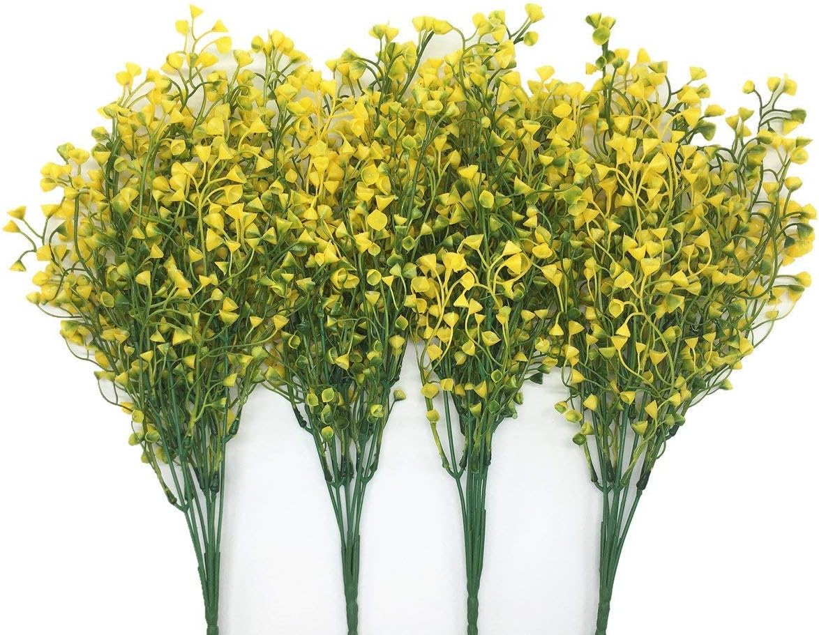 CATTREE Artificial Shrubs Bushes, Plastic Wheat Grass Green Leaves Fake Plants for Indoor Outdoor Home Garden Verandah Kitchen Office Wedding Arrangements Christmas Decoration 8 Pack