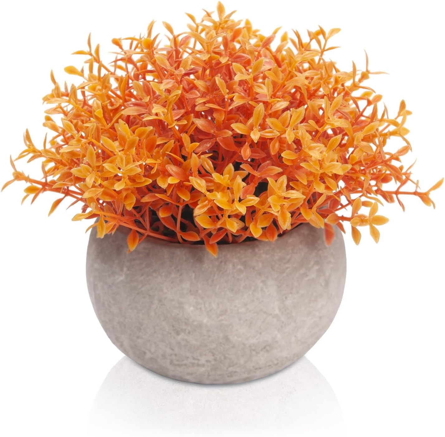 Velener Mini Plastic Fake Green Grass Plant with Pot, Topiary Ball, Small Fake Plant, Round Paper-Mache Pot for Indoor Office, Kitchen, Bathroom and Living Room Decor
