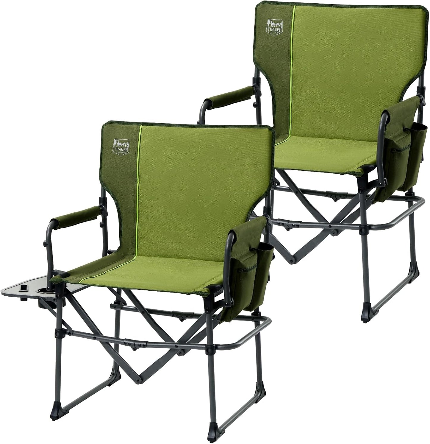 TIMBER RIDGE Aluminum Camping Directors Chair with Side Table Pocket, Portable Folding Heavy Duty Lawn Chair for Fishing Trip Picnic Concert Outdoor 400lbs, Navy 2 Pack