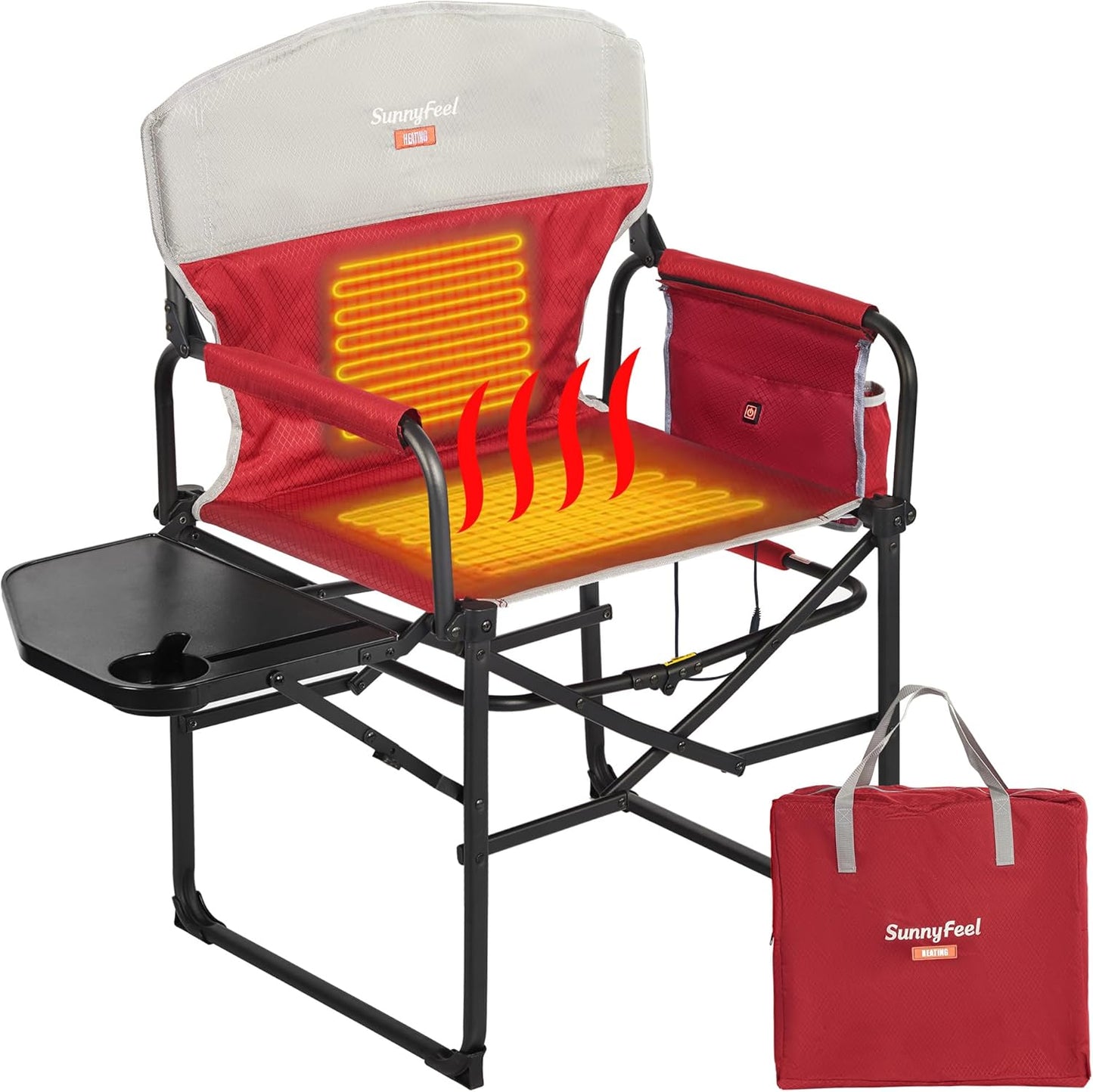 SUNNYFEEL Camping Directors Chair, Heavy Duty,Oversized Portable Folding Chair with Side Table, Pocket for Beach, Fishing,Trip,Picnic,Lawn,Concert Outdoor Foldable Camp Chairs