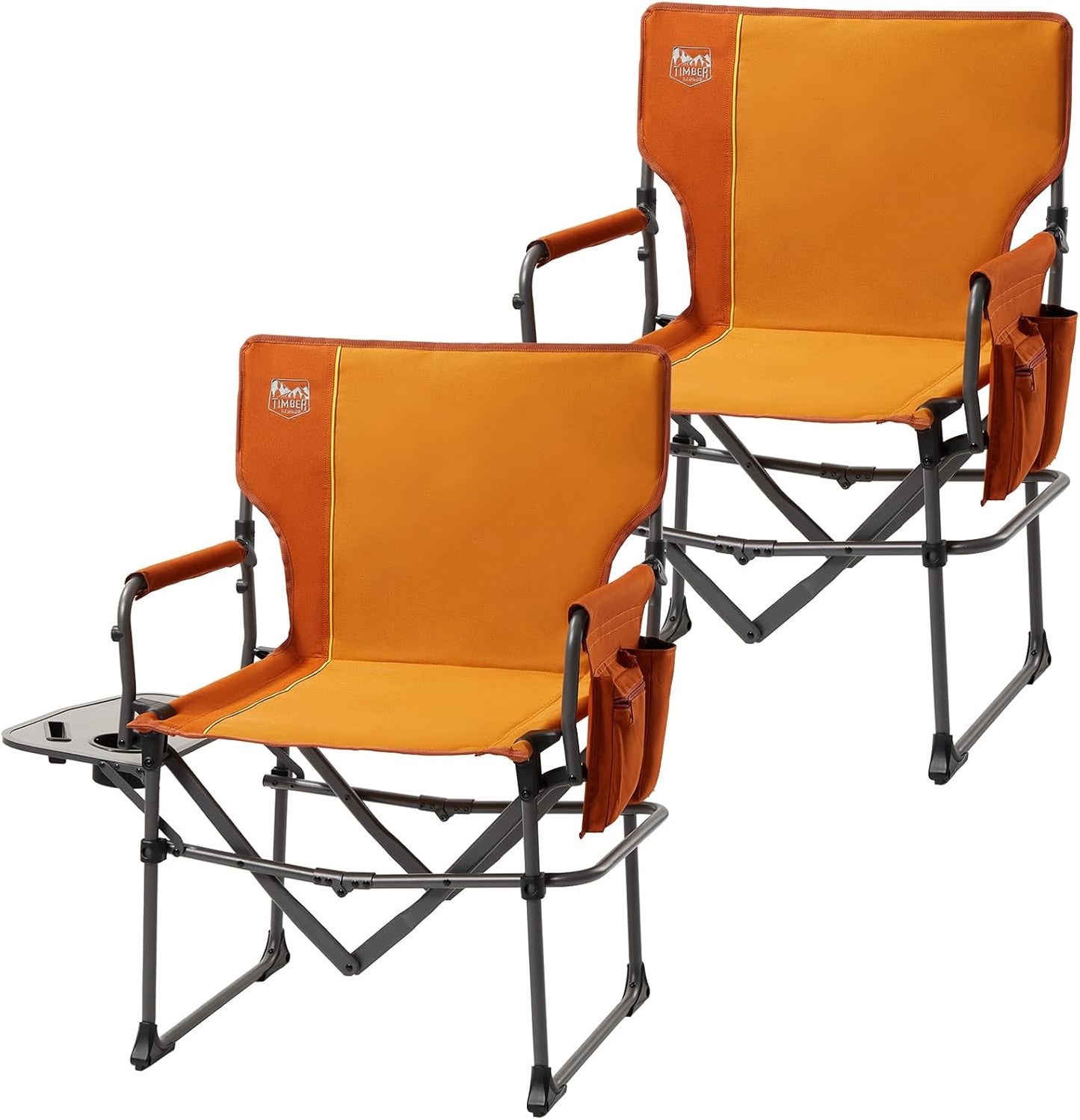 TIMBER RIDGE Aluminum Camping Directors Chair with Side Table Pocket, Portable Folding Heavy Duty Lawn Chair for Fishing Trip Picnic Concert Outdoor 400lbs, Navy 2 Pack
