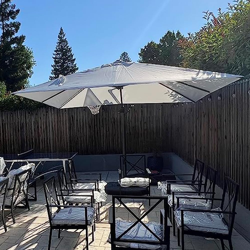 PURPLE LEAF 9' X 11.5' Patio Umbrella Outdoor Cantilever Rectangle Umbrella Aluminum Offset Umbrella with 360-degree Rotation for Garden Deck Pool Patio, Grey