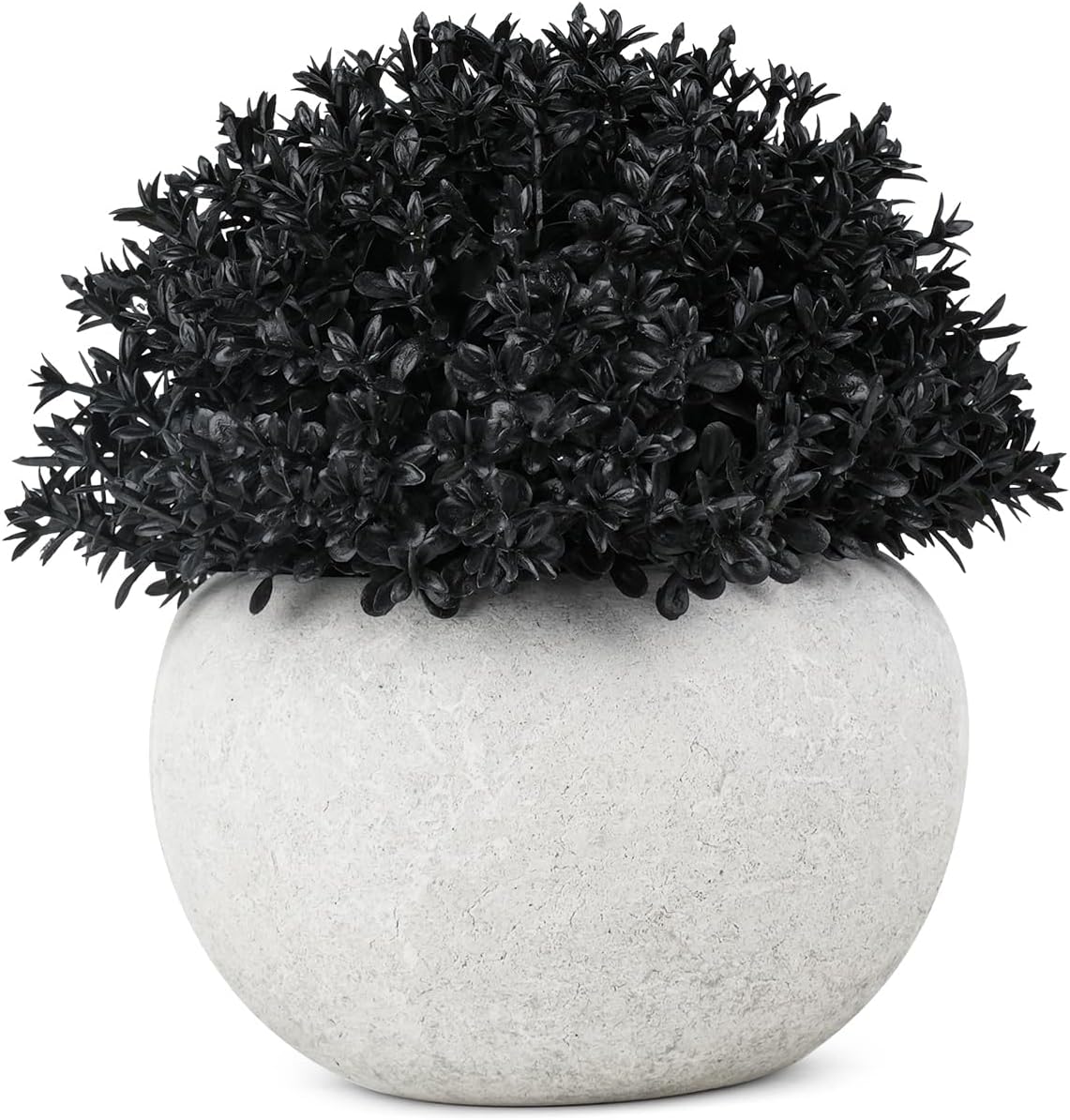 Velener Mini Plastic Fake Green Grass Plant with Pot, Topiary Ball, Small Fake Plant, Round Paper-Mache Pot for Indoor Office, Kitchen, Bathroom and Living Room Decor