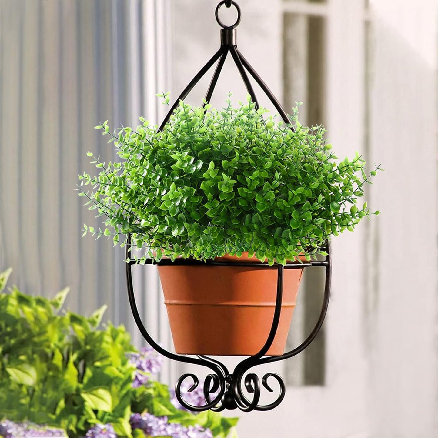 GREENRAIN Artificial Flowers Outdoor Fake Flowers for Decoration UV Resistant No Fade Faux Plastic Plants Garden Porch Window Box Décor (8 Bundles, 1#Green)
