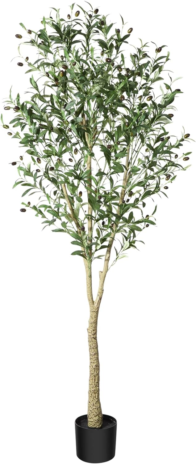 CROSOFMI Artificial Olive Tree Plant 6 Feet Fake Topiary Silk Tree, Perfect Faux Plants in Pot for Indoor Outdoor House Home Office Garden Modern Decoration Housewarming Gift,2Pack