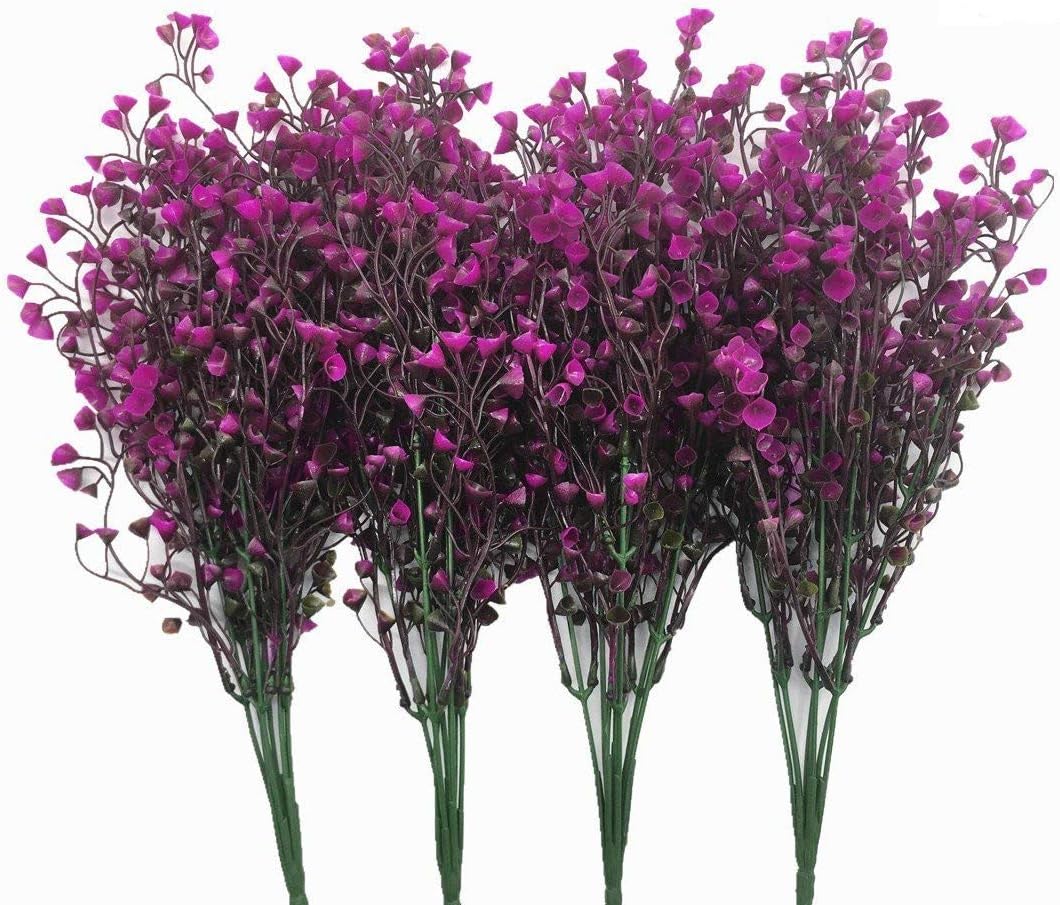 CATTREE Artificial Shrubs Bushes, Plastic Wheat Grass Green Leaves Fake Plants for Indoor Outdoor Home Garden Verandah Kitchen Office Wedding Arrangements Christmas Decoration 8 Pack